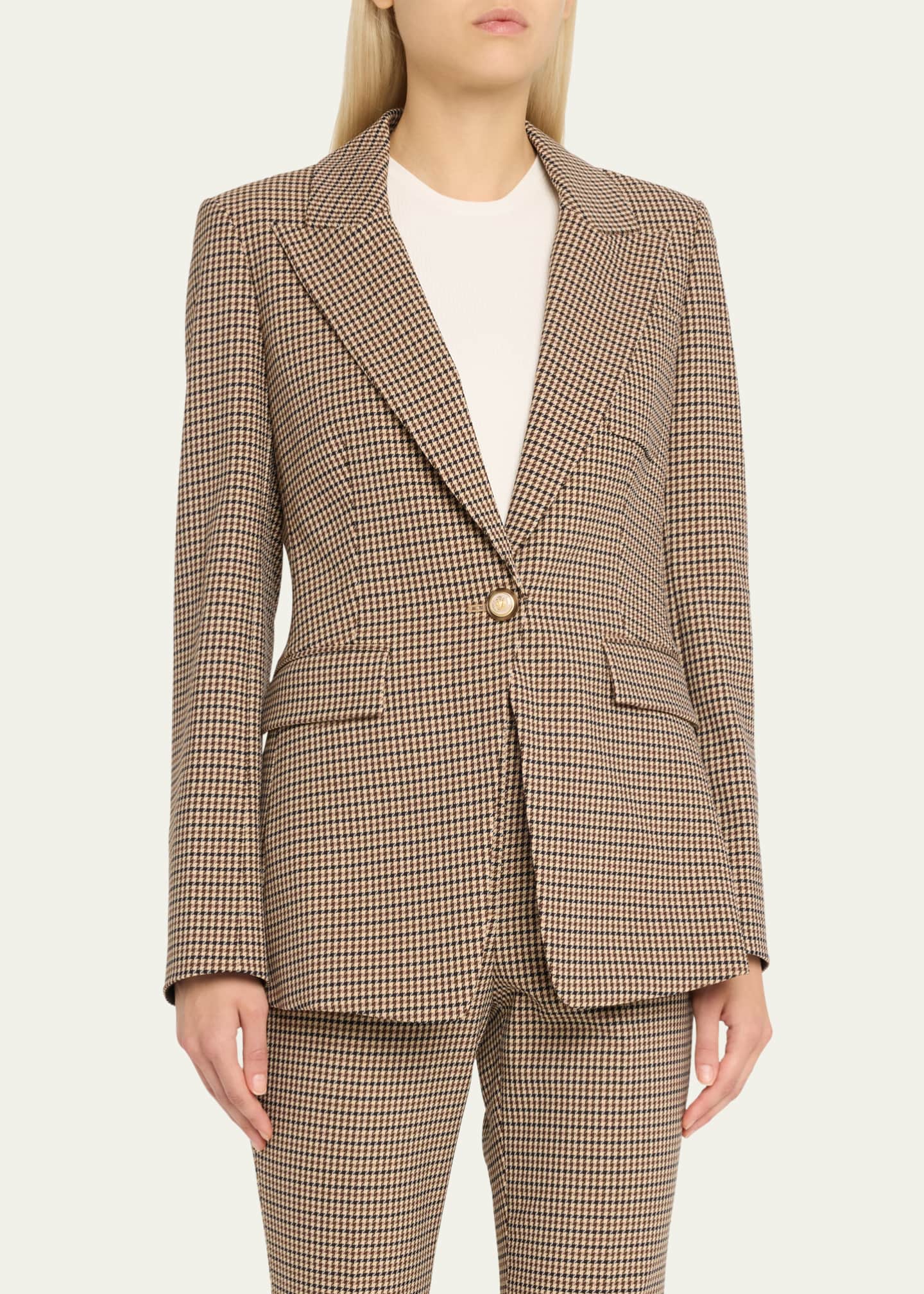 Veronica Beard Livvy Single-Button Houndstooth Dickey Jacket Image 4 of 5