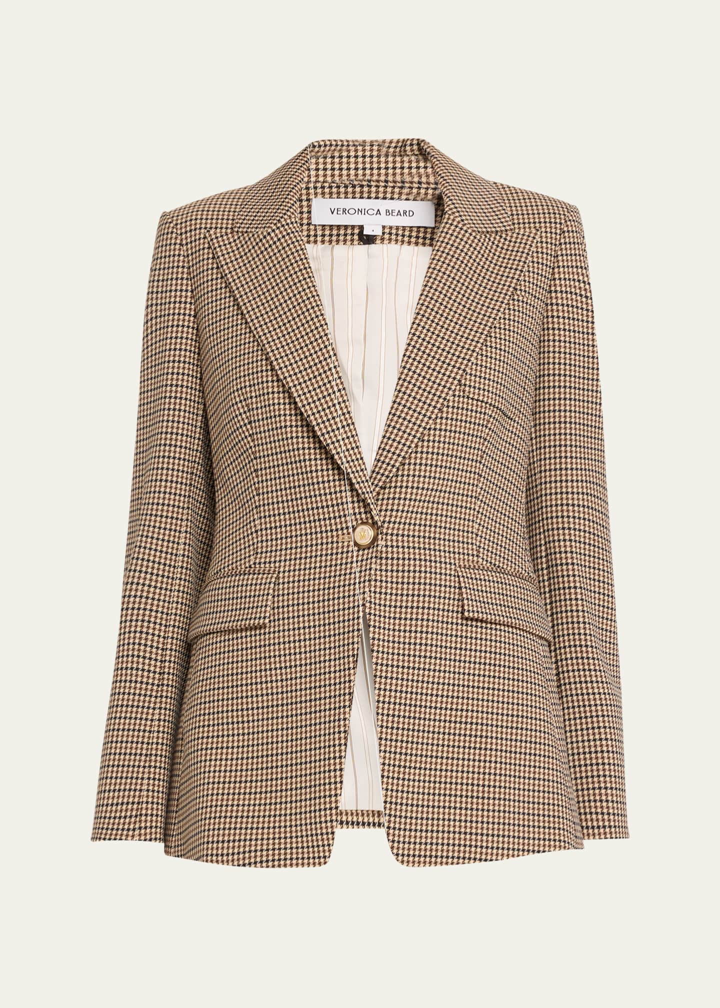 Veronica Beard Livvy Single-Button Houndstooth Dickey Jacket Image 1 of 5