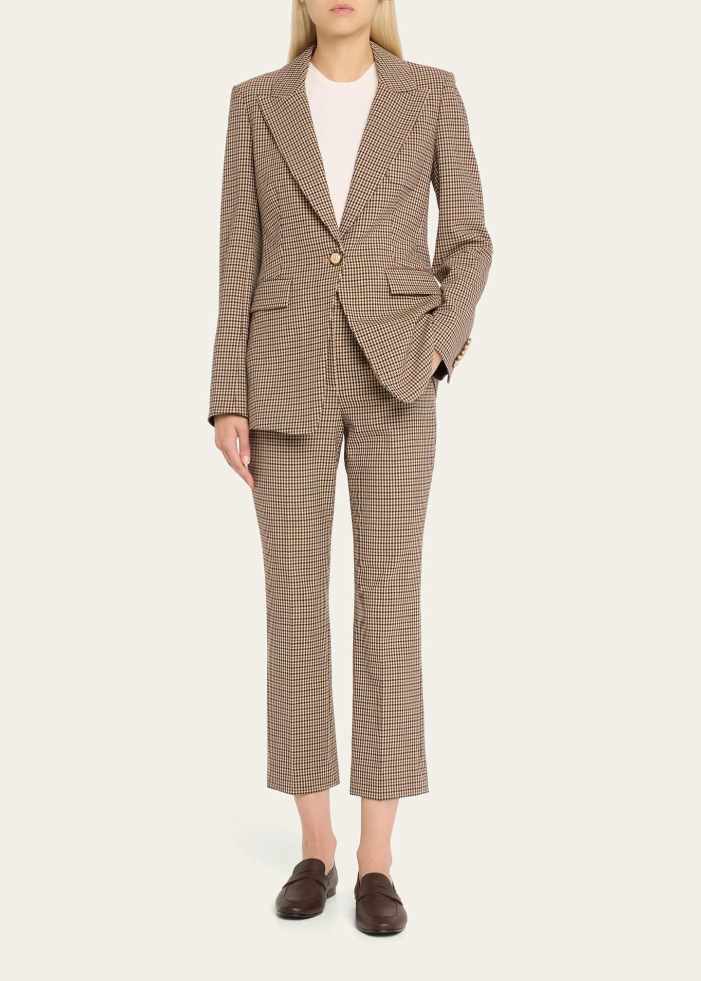 Veronica Beard Arte Cropped Houndstooth Pants Image 2 of 5