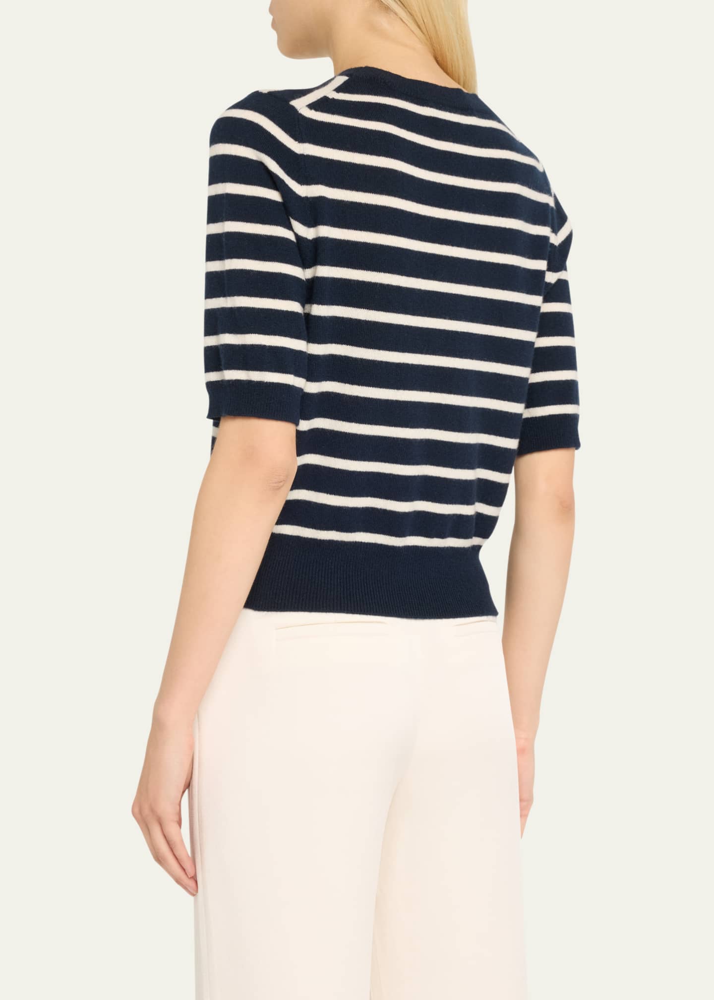 Veronica Beard Shana Short-Sleeve Cashmere Sweater Image 3 of 4