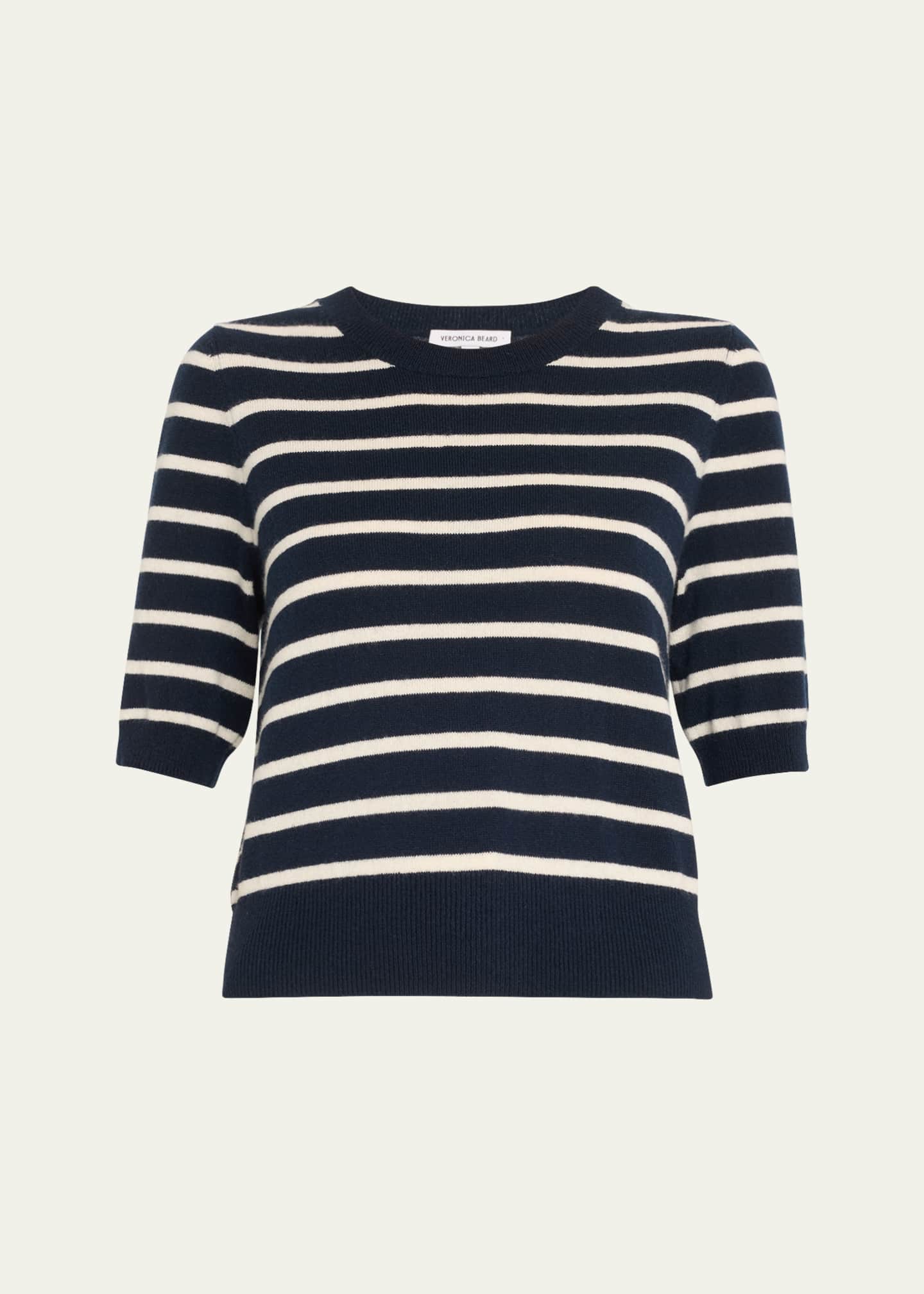Veronica Beard Shana Short-Sleeve Cashmere Sweater Image 1 of 4