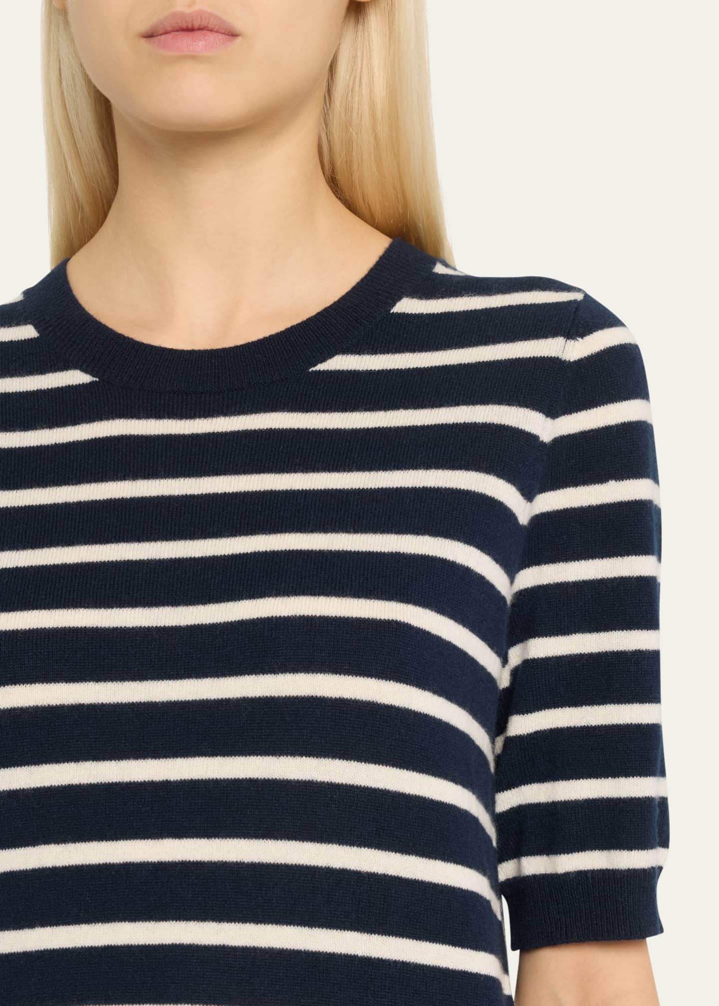 Veronica Beard Shana Short-Sleeve Cashmere Sweater Image 4 of 4