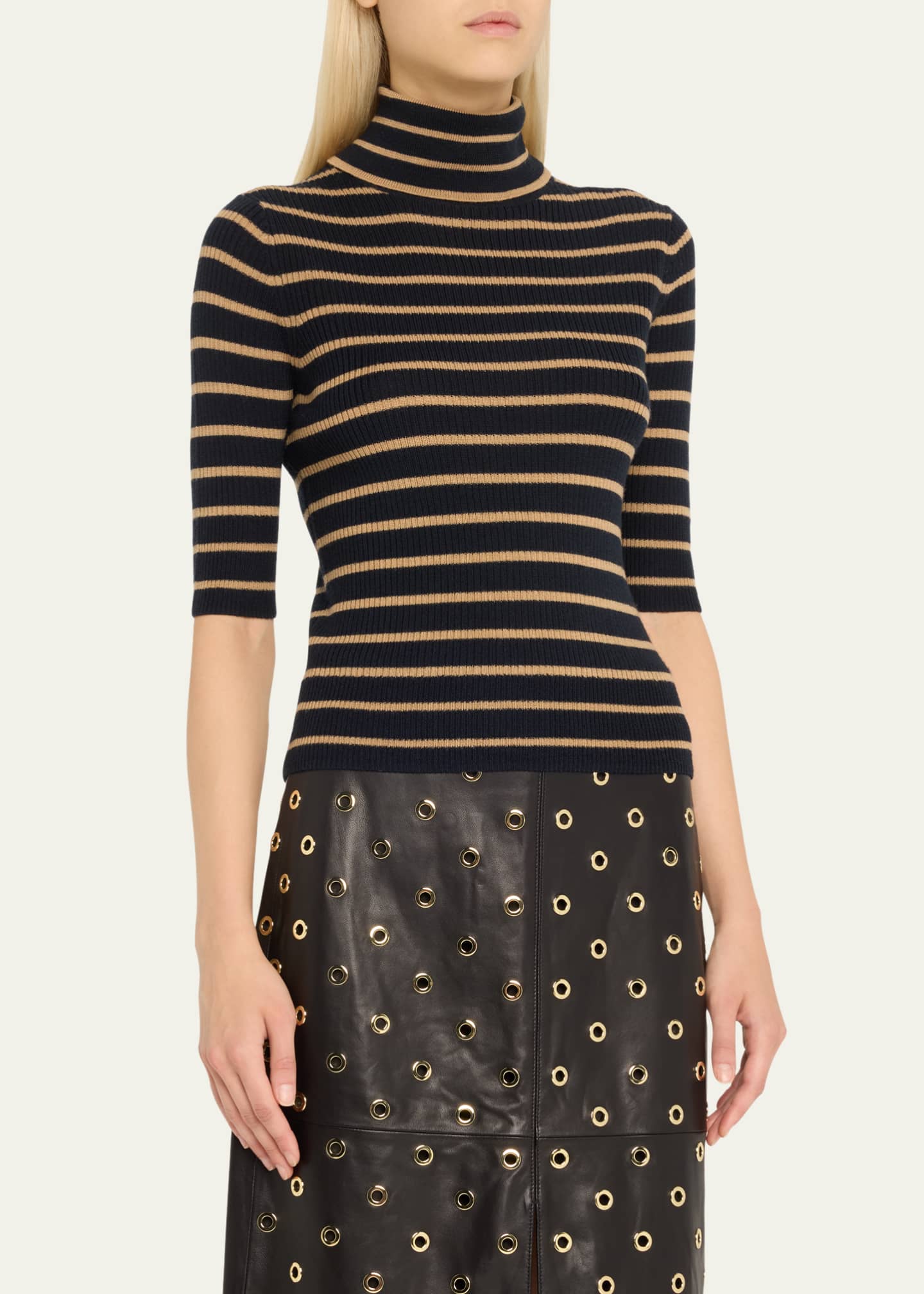 Veronica Beard Katrina Striped Turtleneck Sweater Image 4 of 5