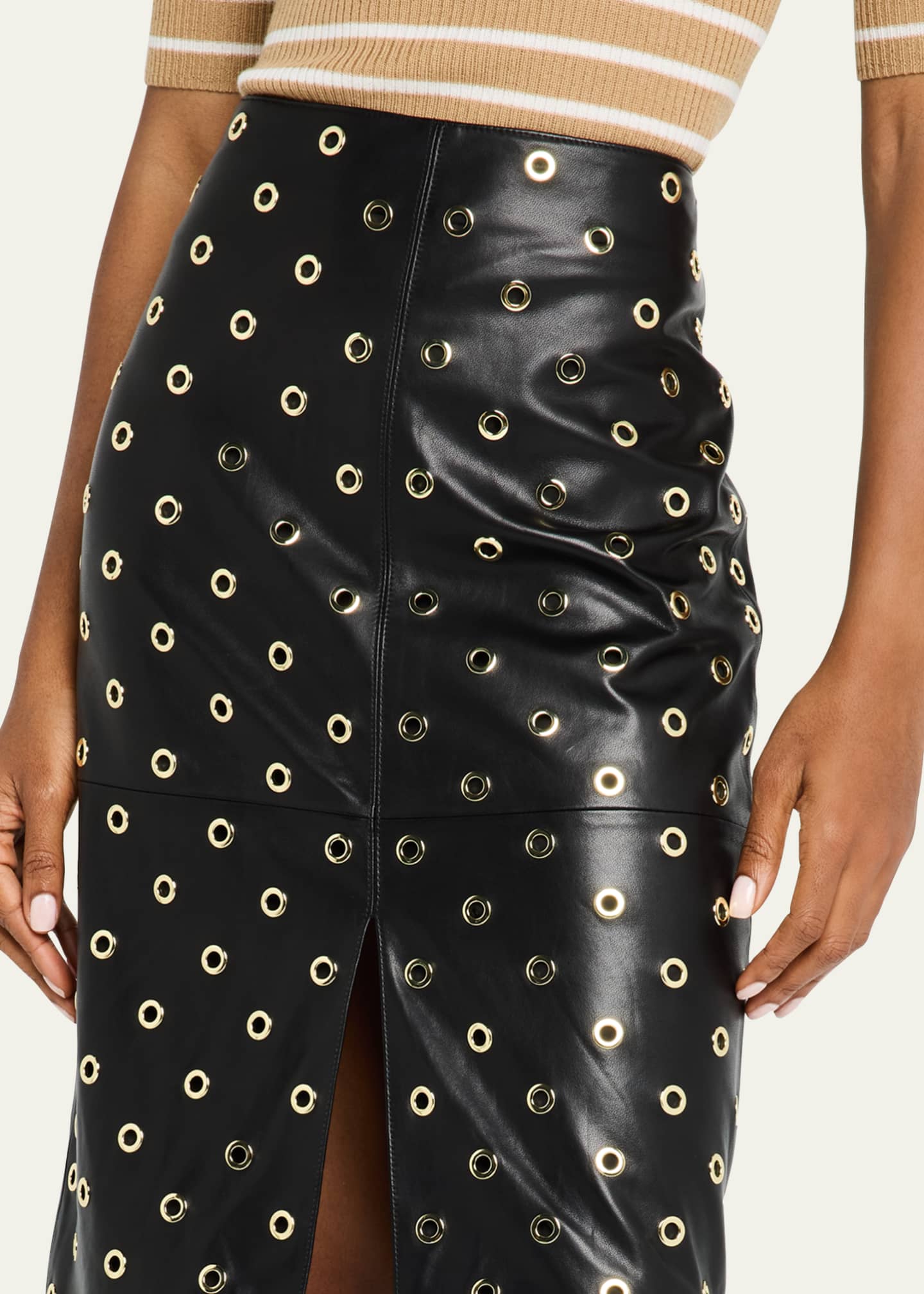 Veronica Beard Anderson Grommet Leather Pencil Skirt Image 5 of 5