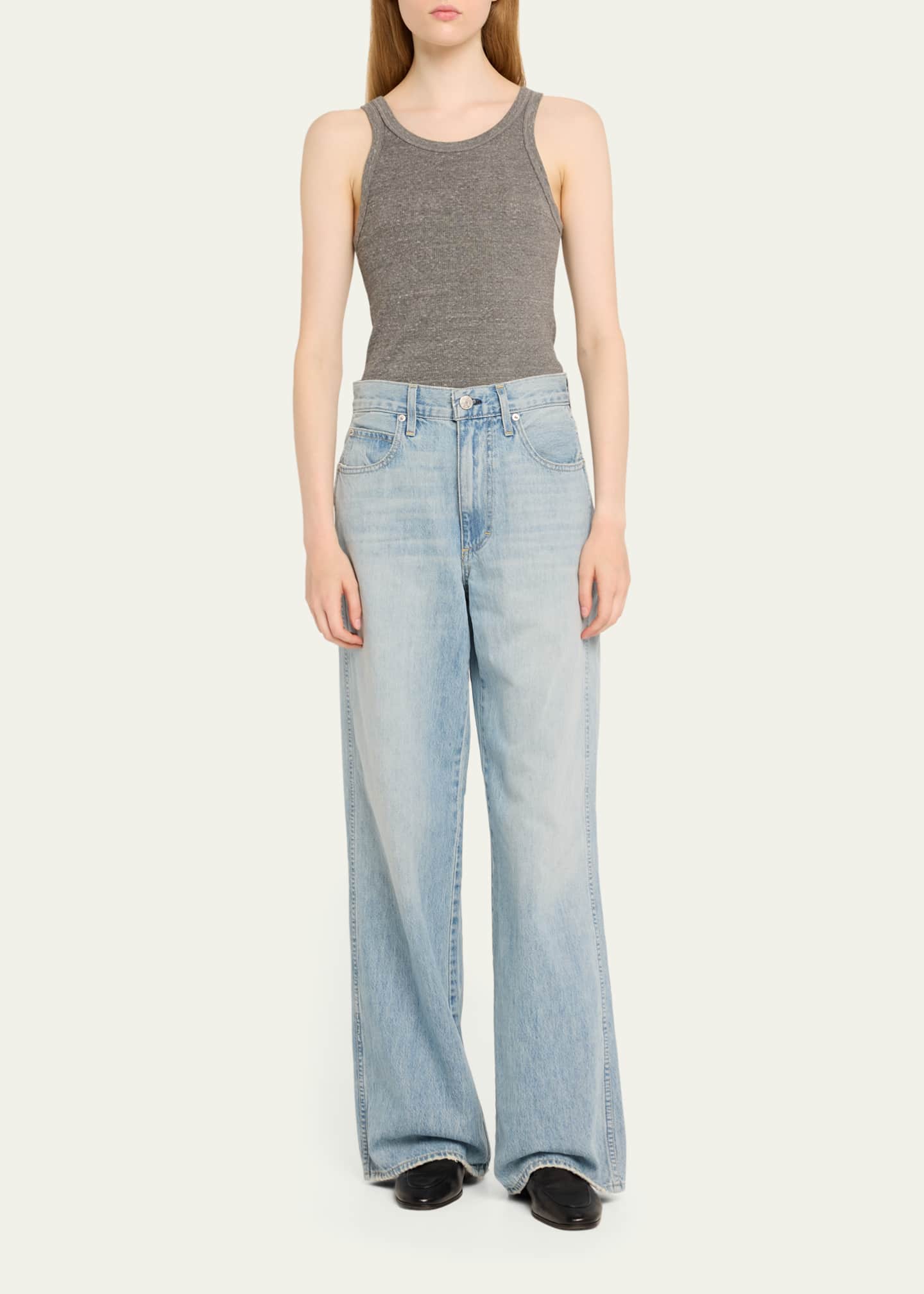 AMO Denim Long Ribbed Tank Top Image 2 of 5