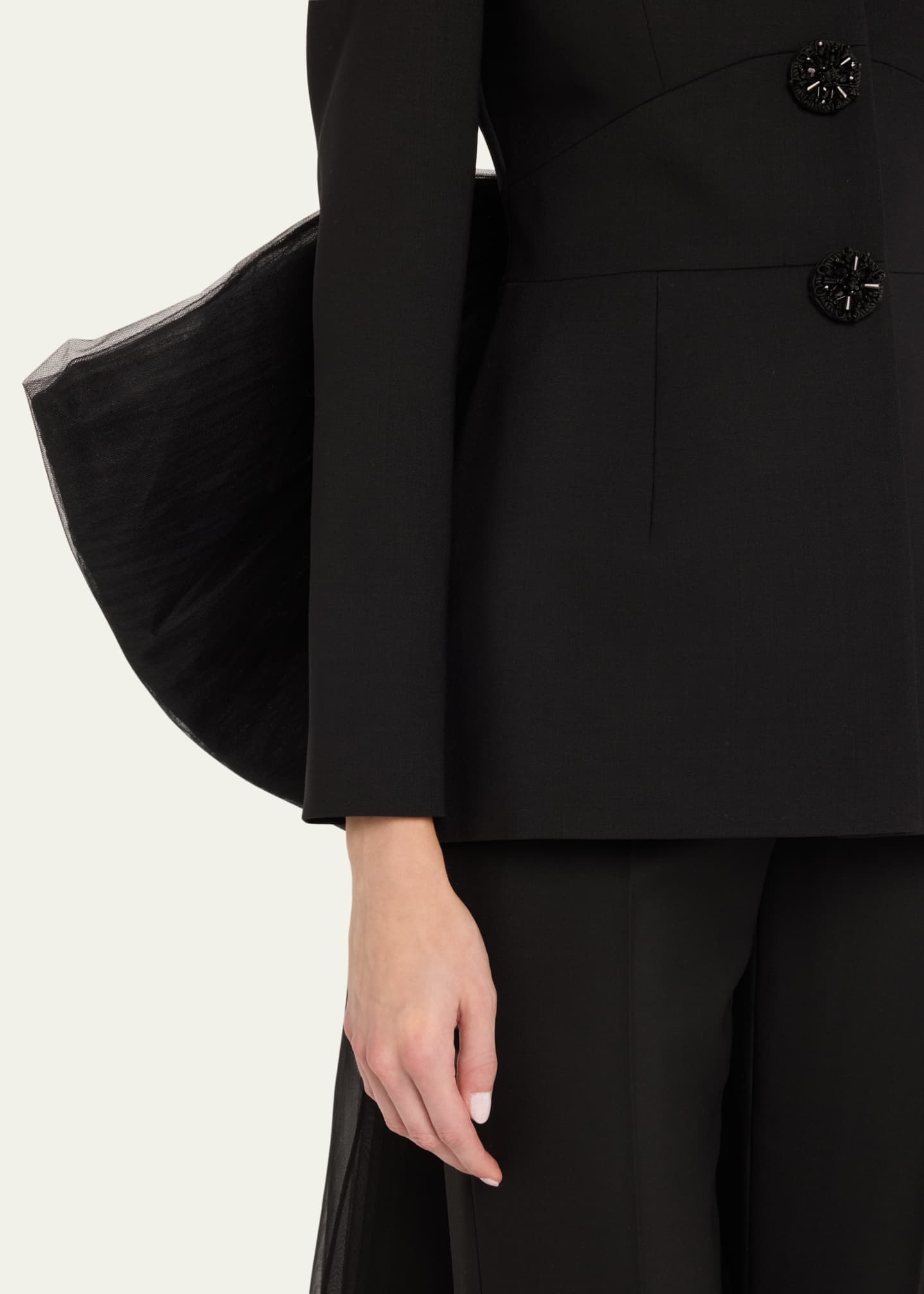 Carolina Herrera Open-Back Collarless Jacket With Removable Bow Image 5 of 5