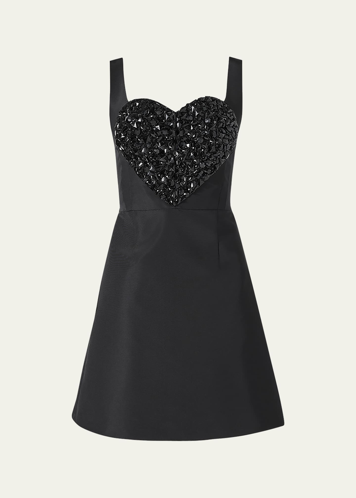 Carolina Herrera Crystal Heart Sleeveless Mini Dress Image 1 of 3