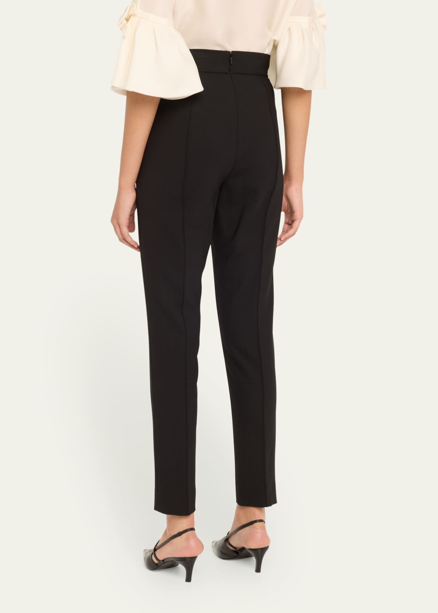 Carolina Herrera High-Rise Pintuck Skinny-Leg Pants Image 3 of 5
