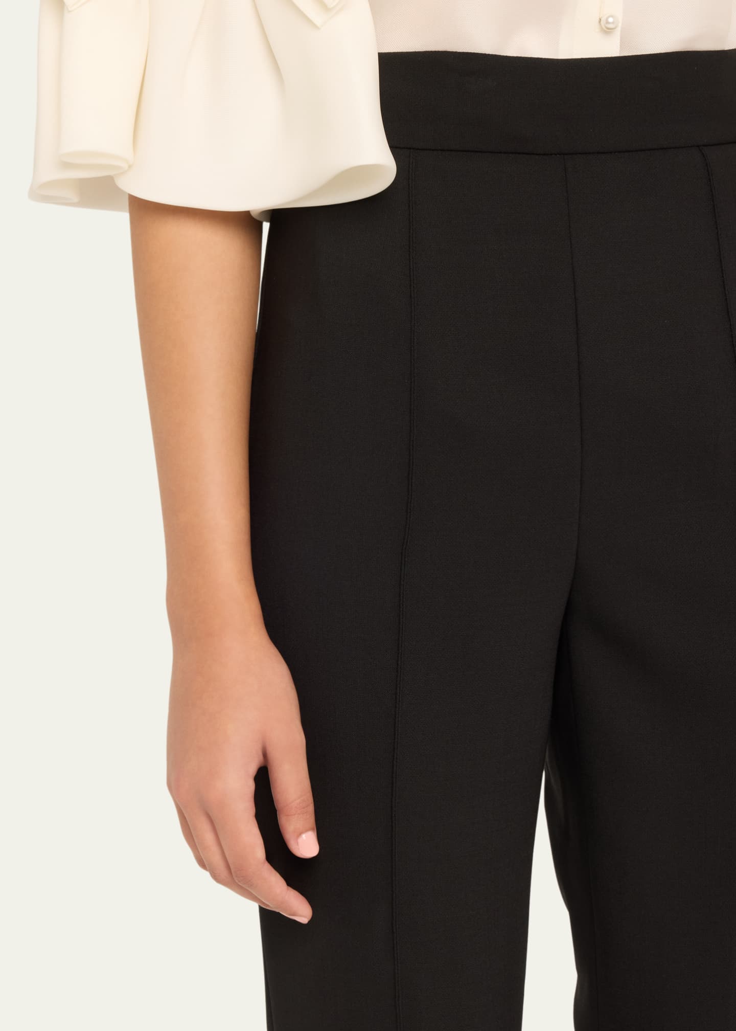Carolina Herrera High-Rise Pintuck Skinny-Leg Pants Image 5 of 5