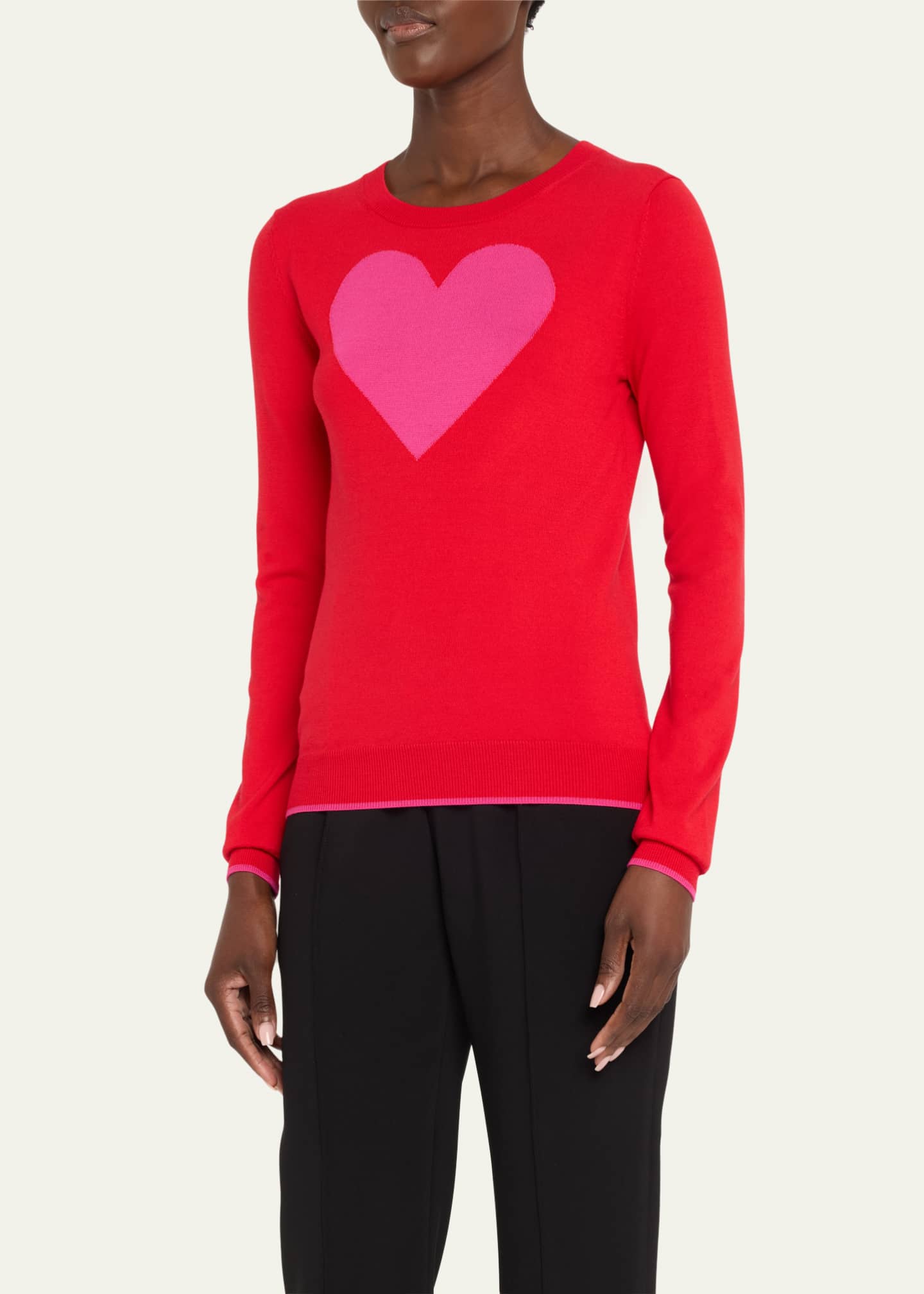 Carolina Herrera Heart Crewneck Wool Sweater Image 4 of 5