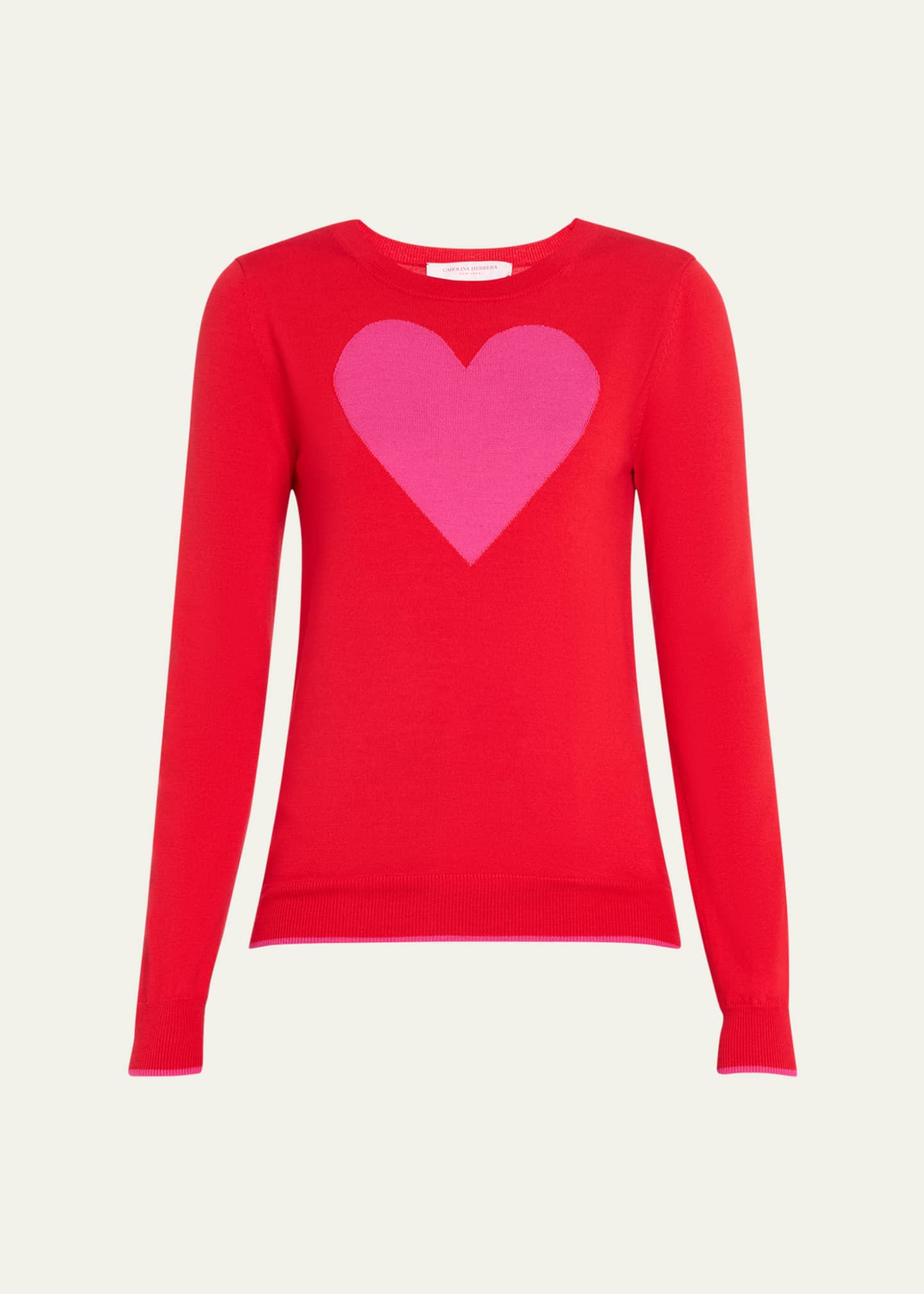 Carolina Herrera Heart Crewneck Wool Sweater Image 1 of 5