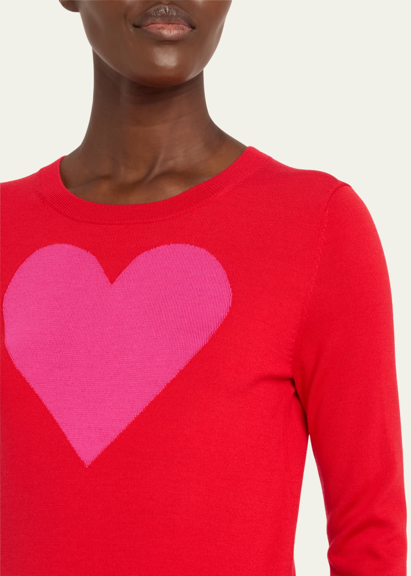 Carolina Herrera Heart Crewneck Wool Sweater Image 5 of 5
