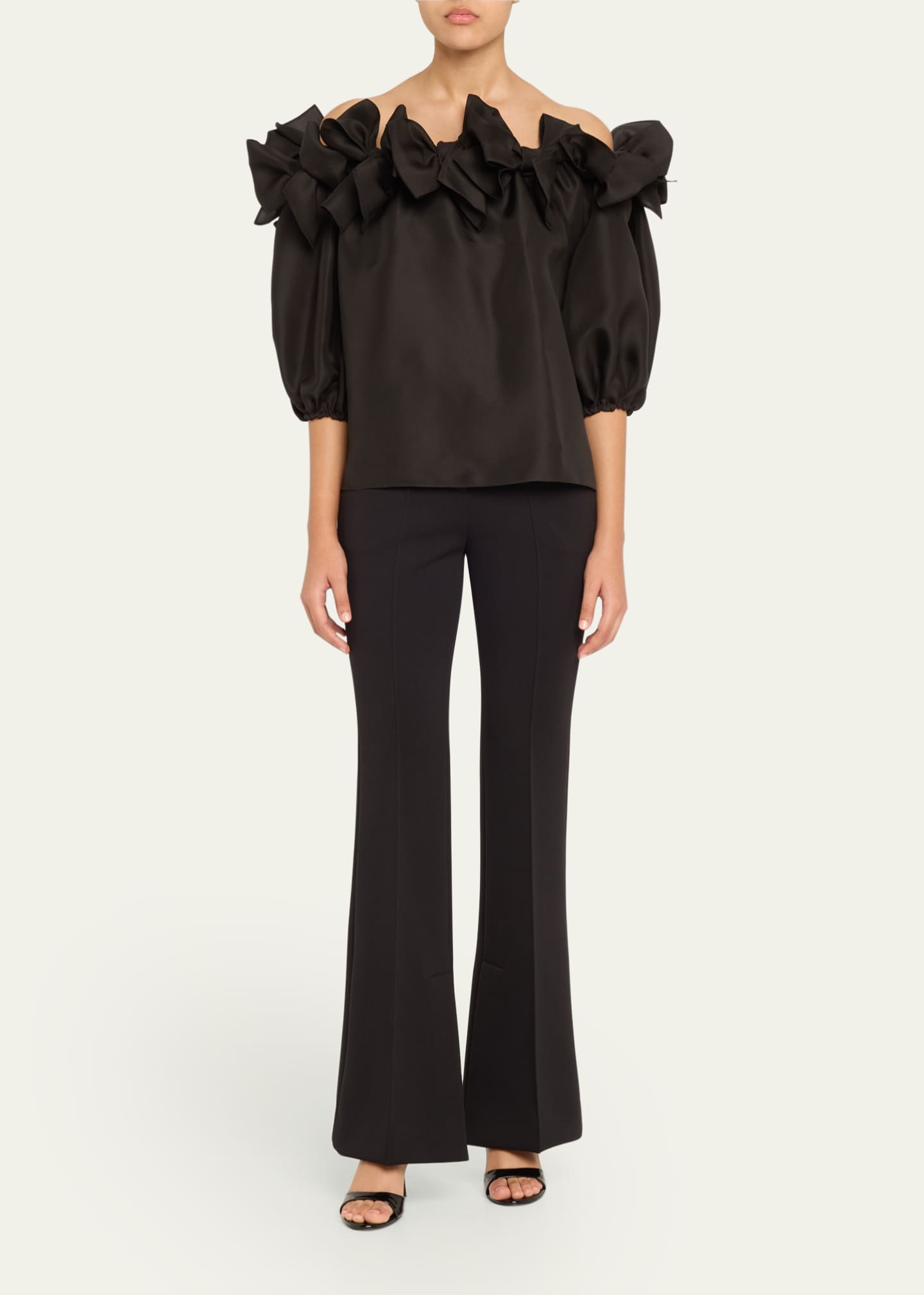 Carolina Herrera Bow Off-The-Shoulder Puff-Sleeve Top Image 2 of 5