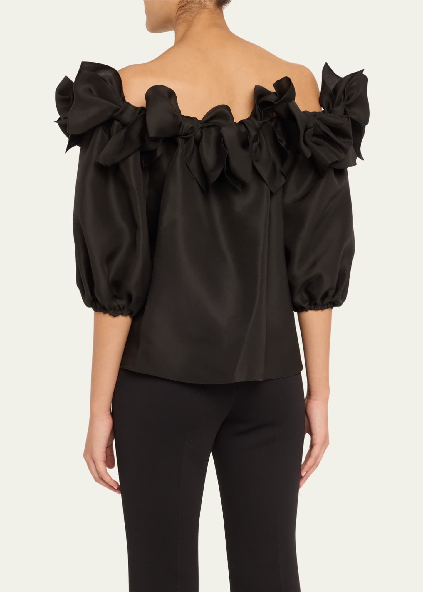 Carolina Herrera Bow Off-The-Shoulder Puff-Sleeve Top Image 3 of 5