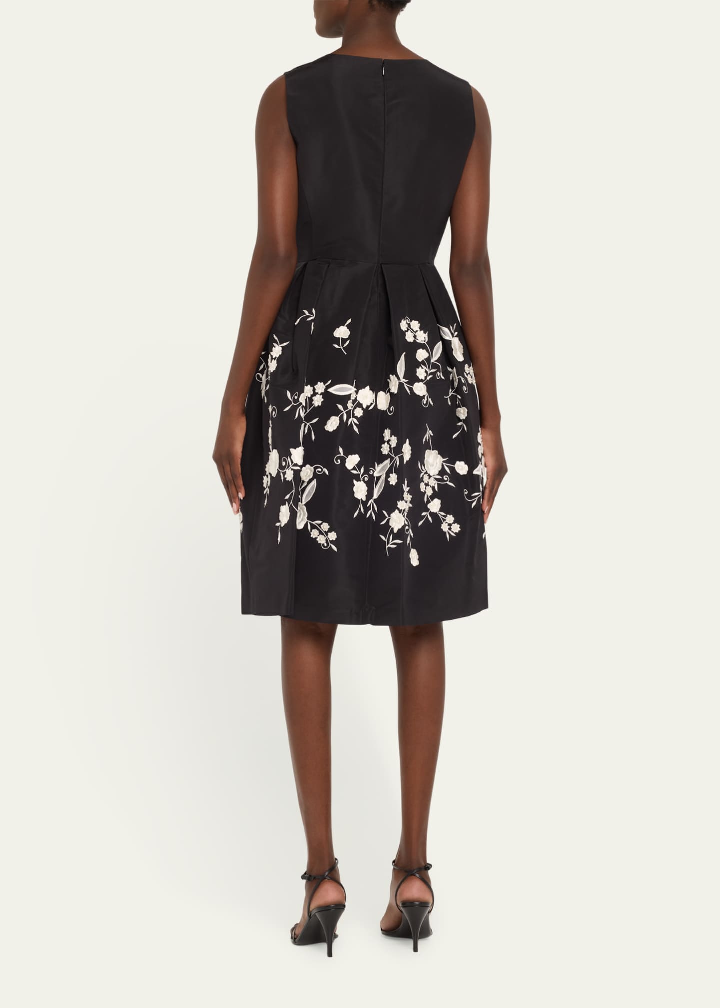 Carolina Herrera Floral Embroidered Sleeveless Fit-&-Flare Dress Image 3 of 5