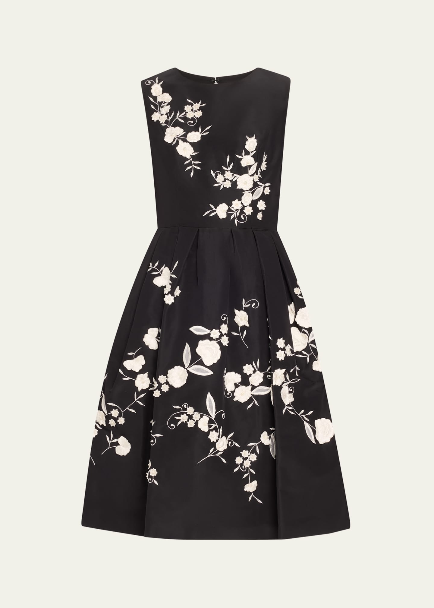 Carolina Herrera Floral Embroidered Sleeveless Fit-&-Flare Dress Image 1 of 5