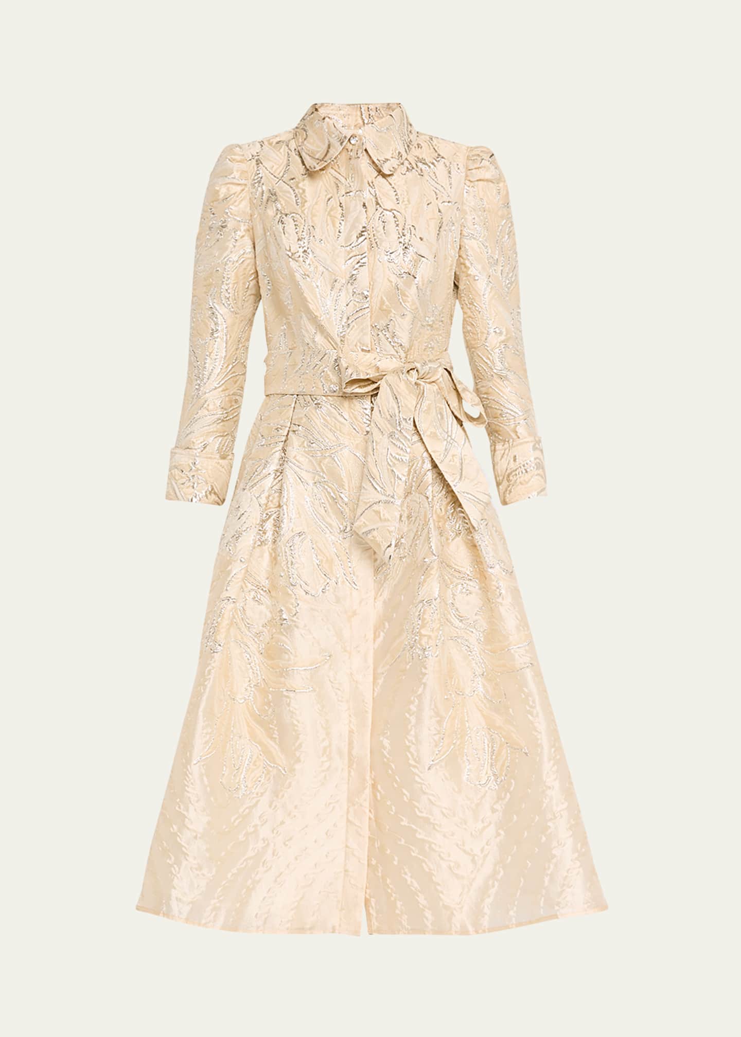 Rickie Freeman for Teri Jon Metallic Jacquard Midi Shirtdress Image 1 of 5