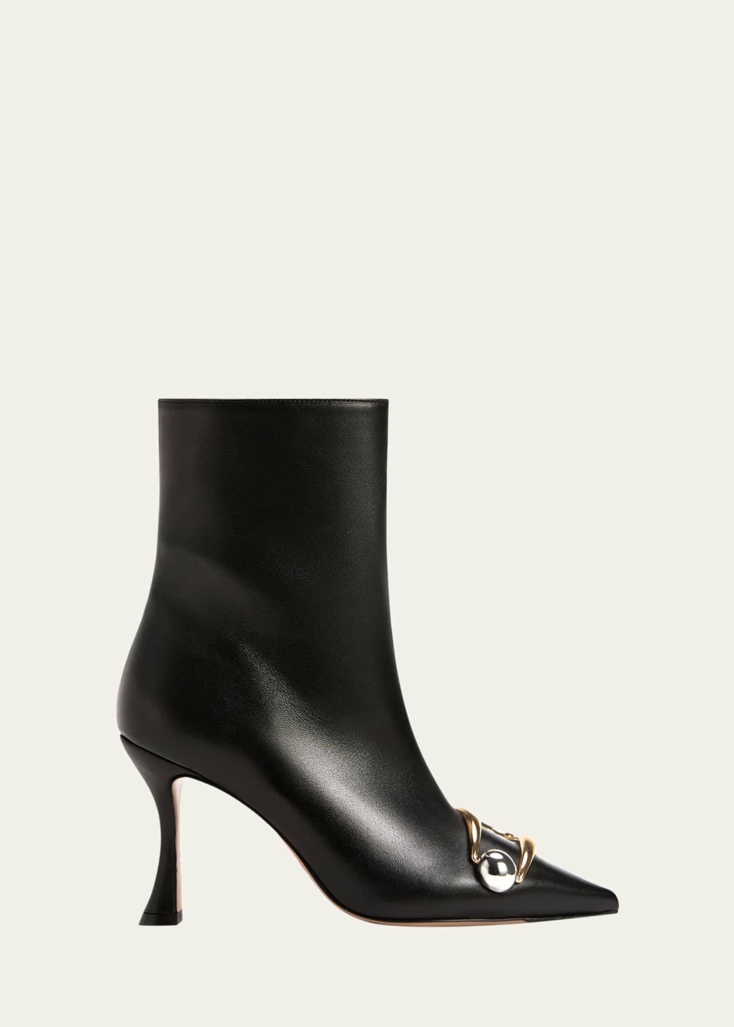 Alexandre Birman Harper Leather Ornament Ankle Booties
