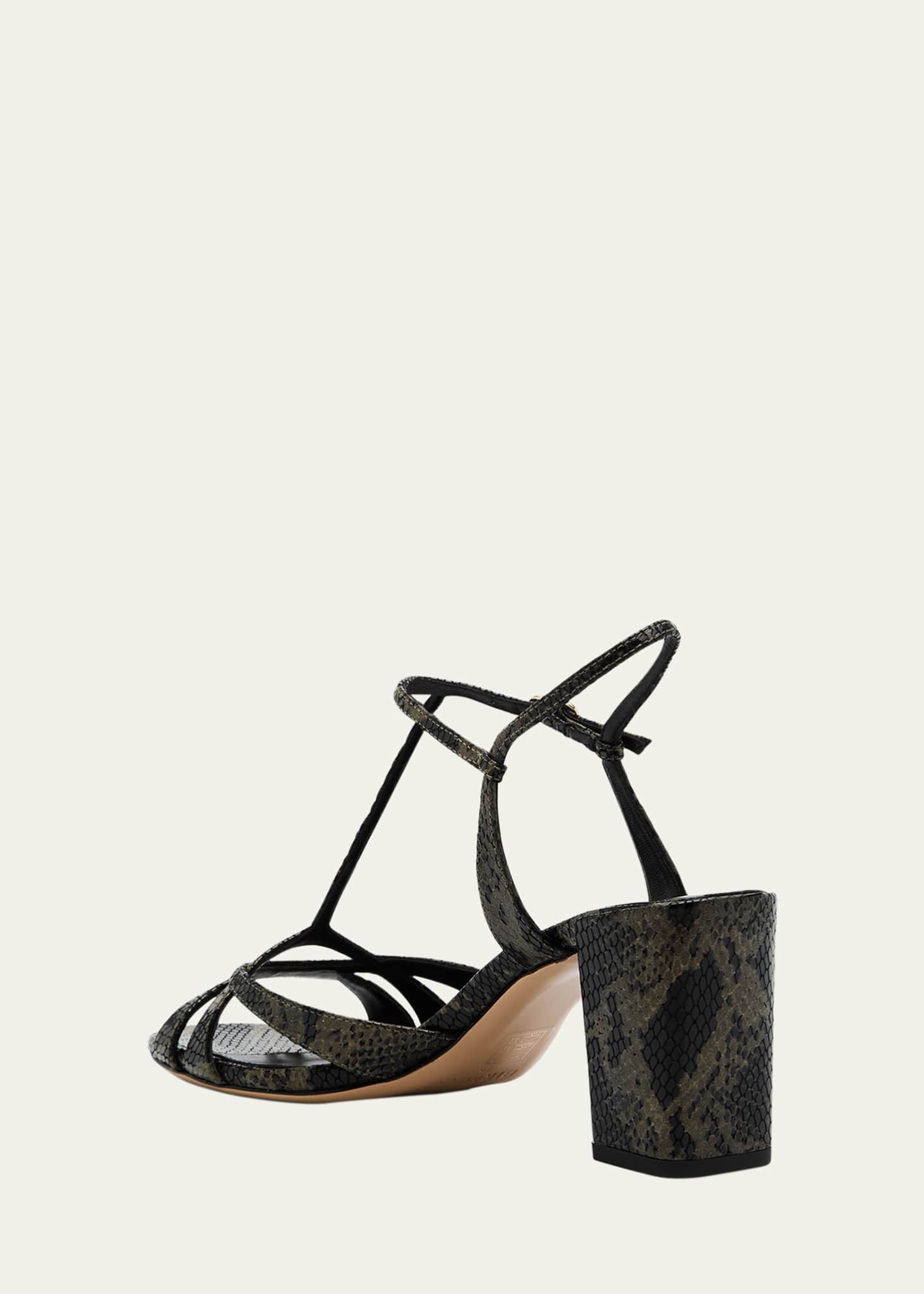 Alexandre Birman Caterine Snake-Embossed T-Strap Sandals Image 4 of 6