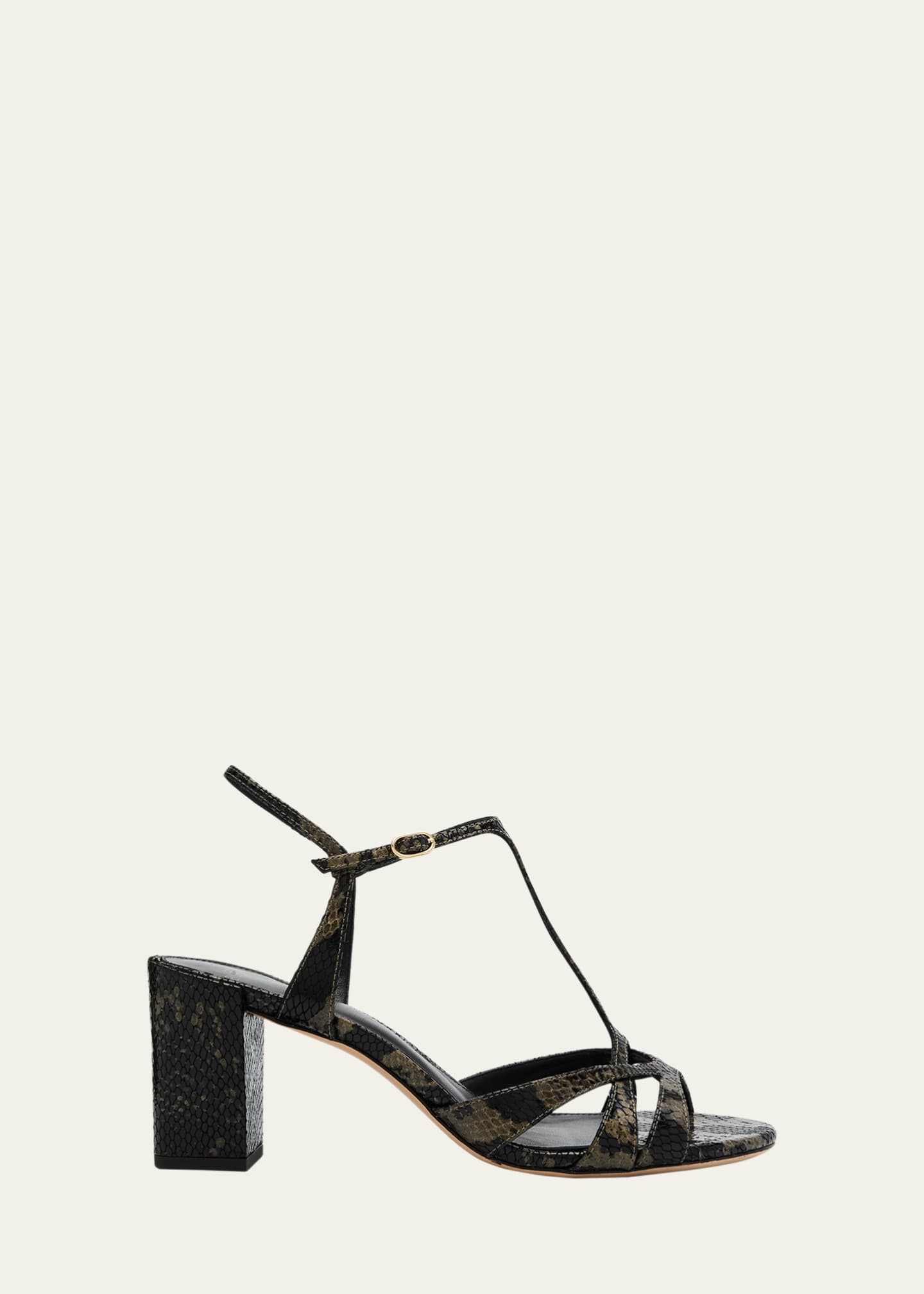 Alexandre Birman Caterine Snake-Embossed T-Strap Sandals Image 1 of 6