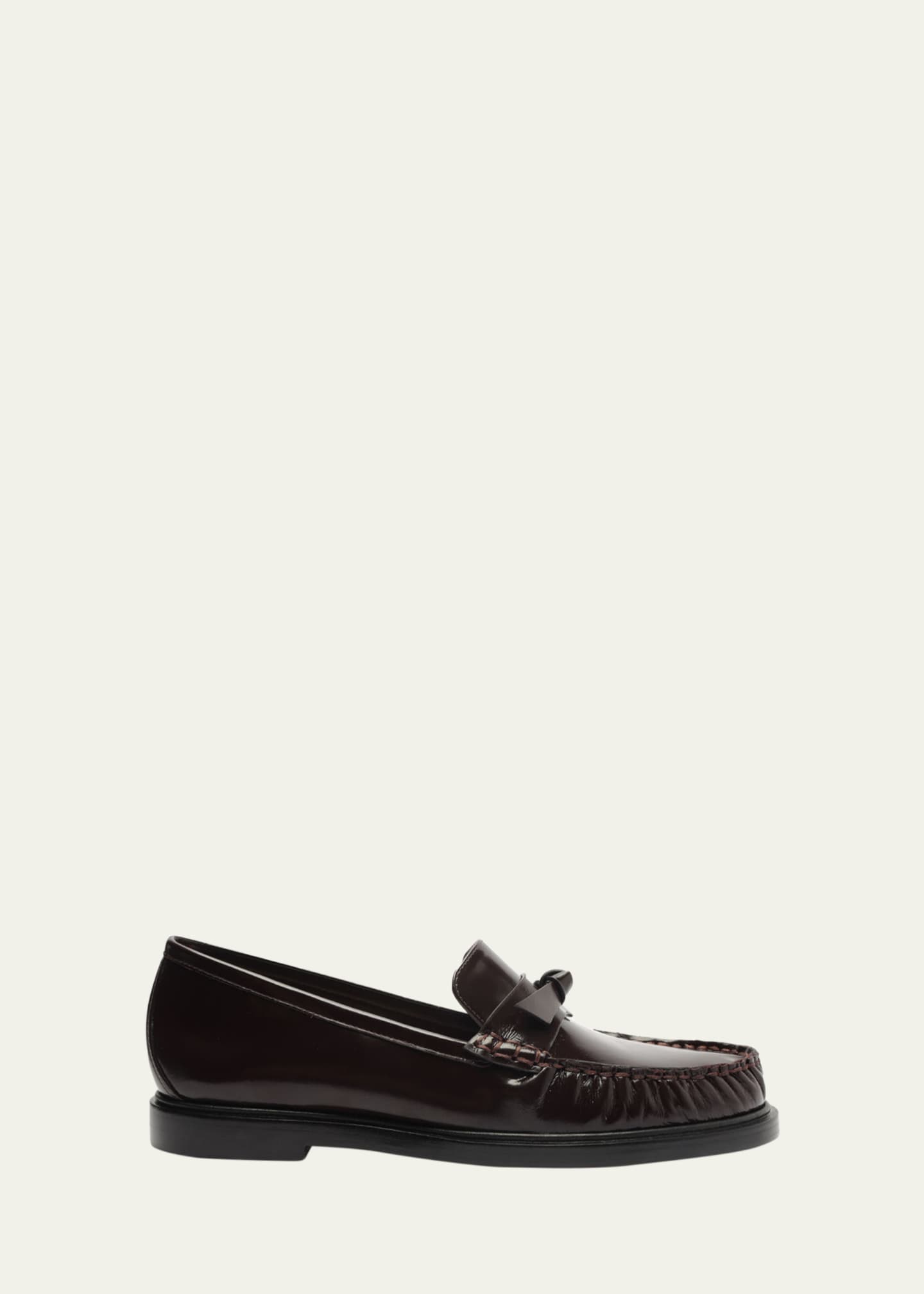 Alexandre Birman Clarita Patent-Leather Knotted Bow Laser Loafers Image 1 of 3