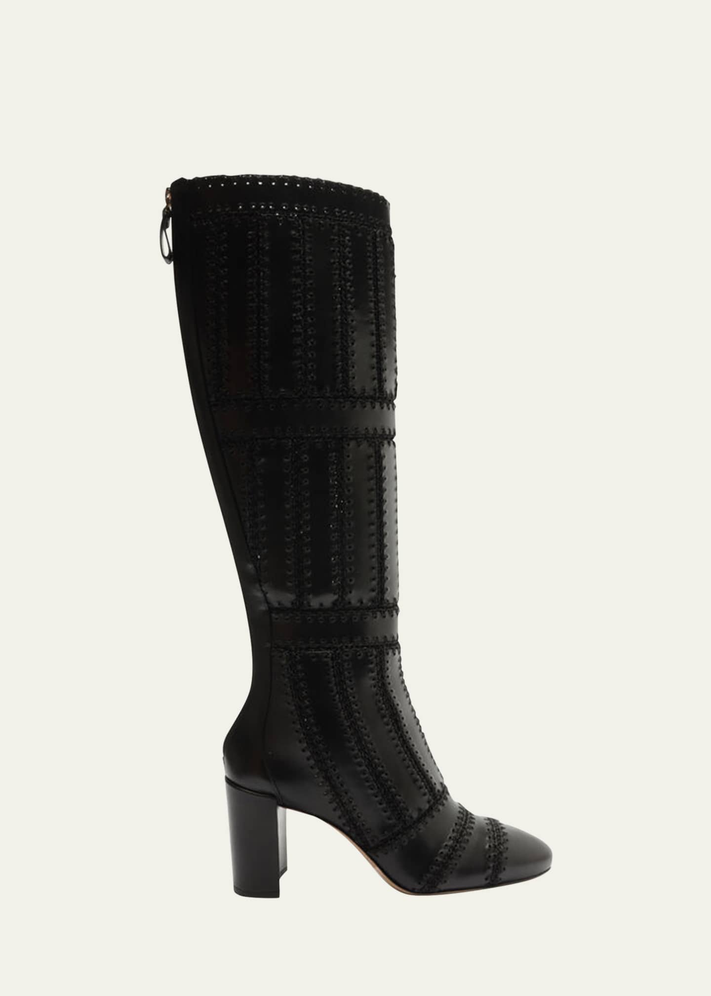 Alexandre Birman Regina Patchwork Knee-High Combat Boots Image 1 of 3