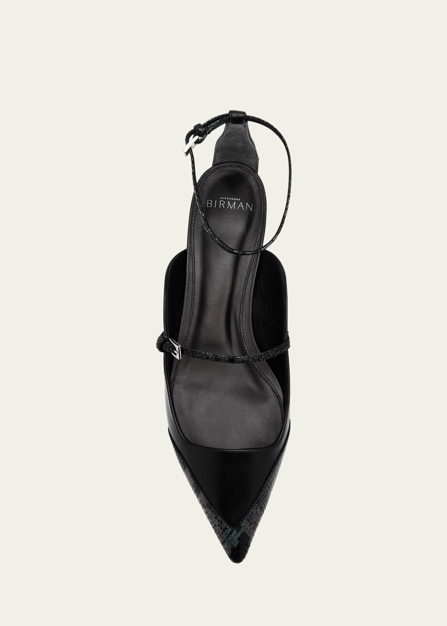 Alexandre Birman Odessa Snakeskin-Print Ankle-Strap Ballerina Flats Image 6 of 6