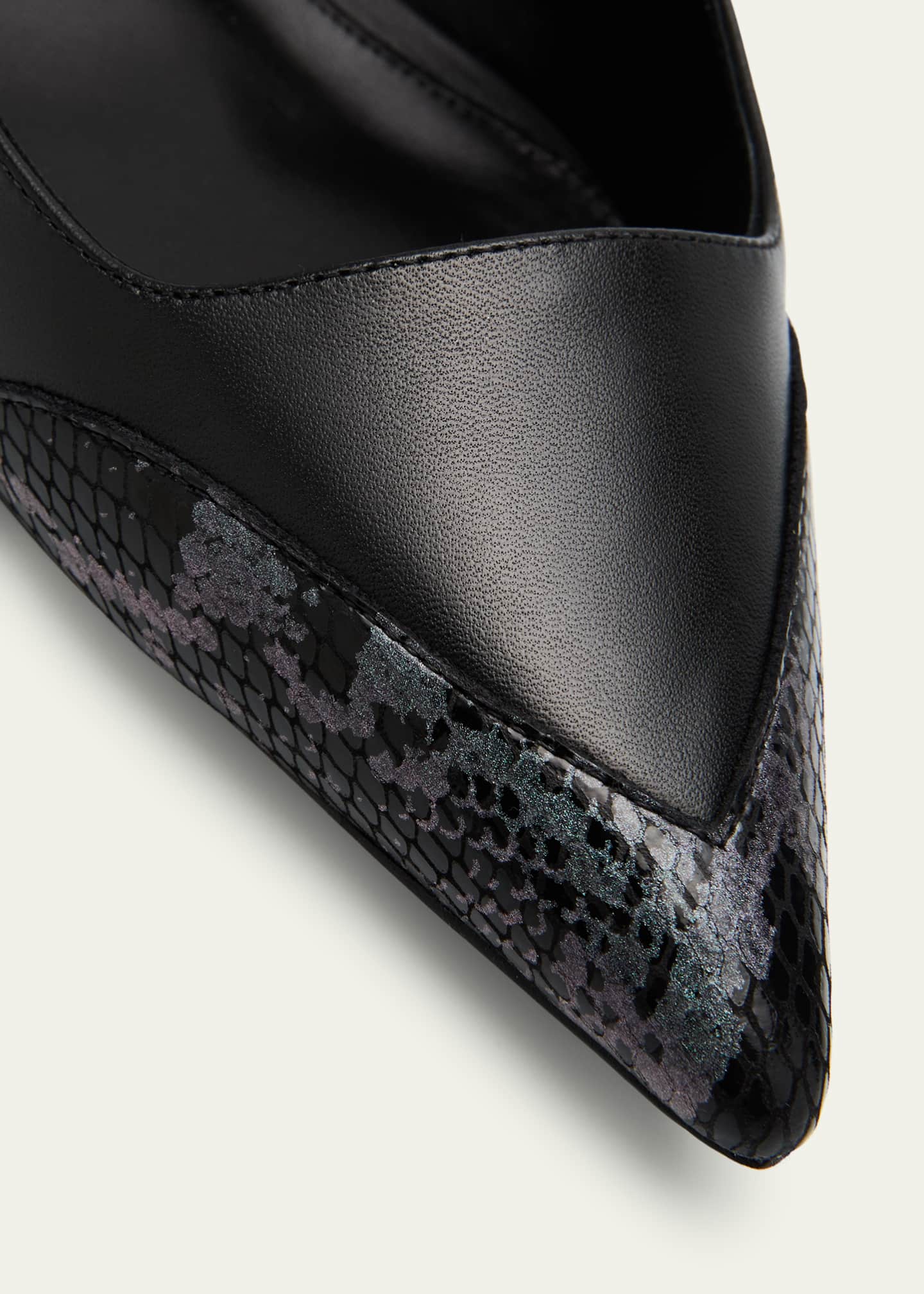 Alexandre Birman Odessa Snakeskin-Print Ankle-Strap Ballerina Flats Image 5 of 6