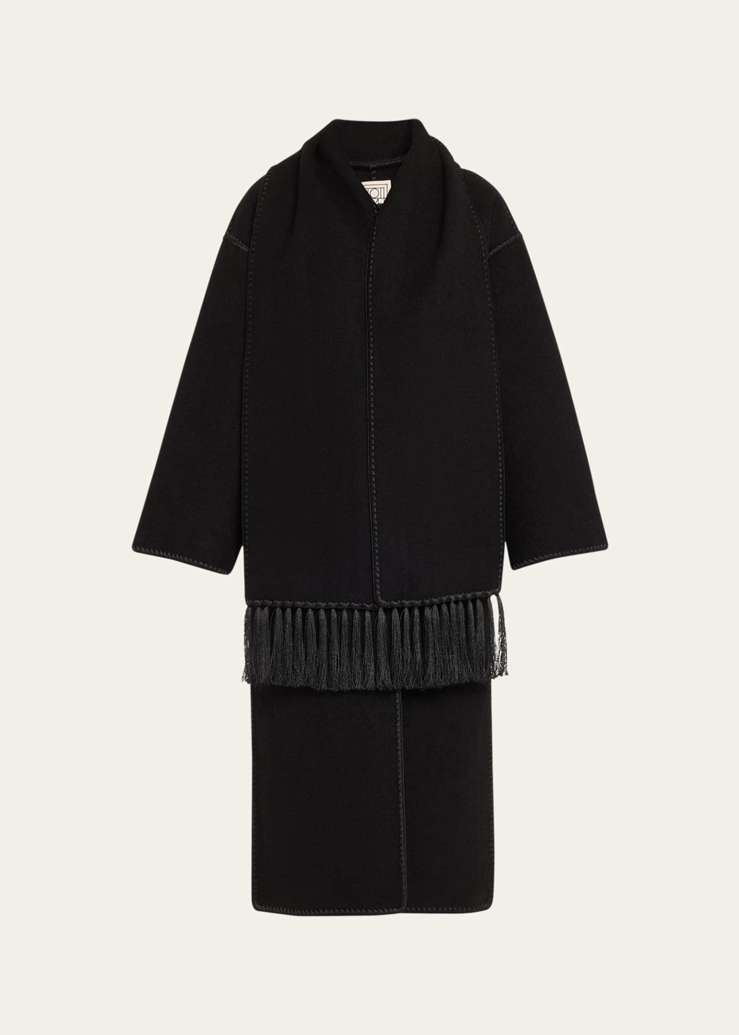 Toteme Fringe Embroidered Scarf Wool Coat - Bergdorf Goodman