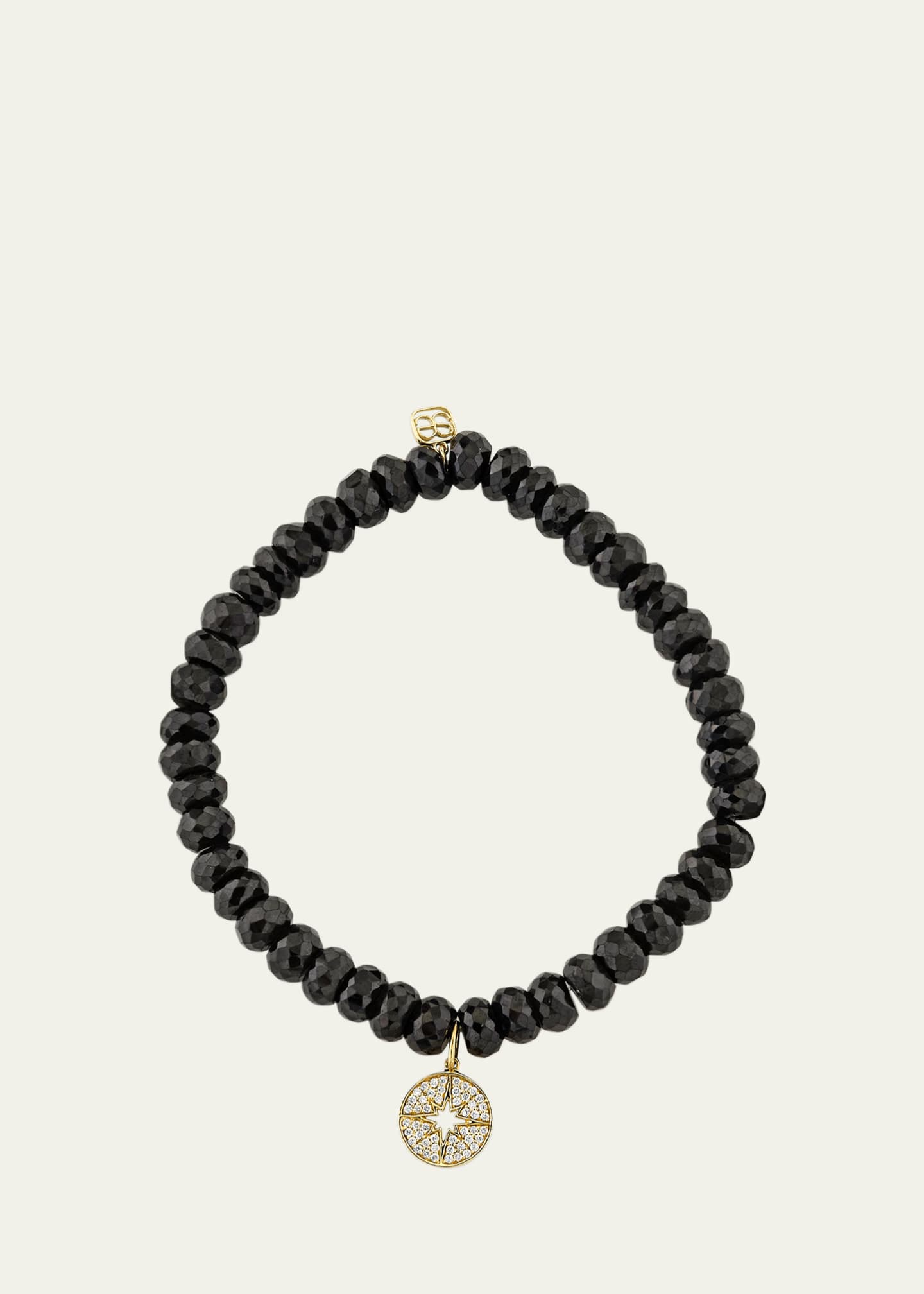 Sydney Evan Black Spinel Mini Pave Starburst Medallion Charm Bracelet Image 2 of 2