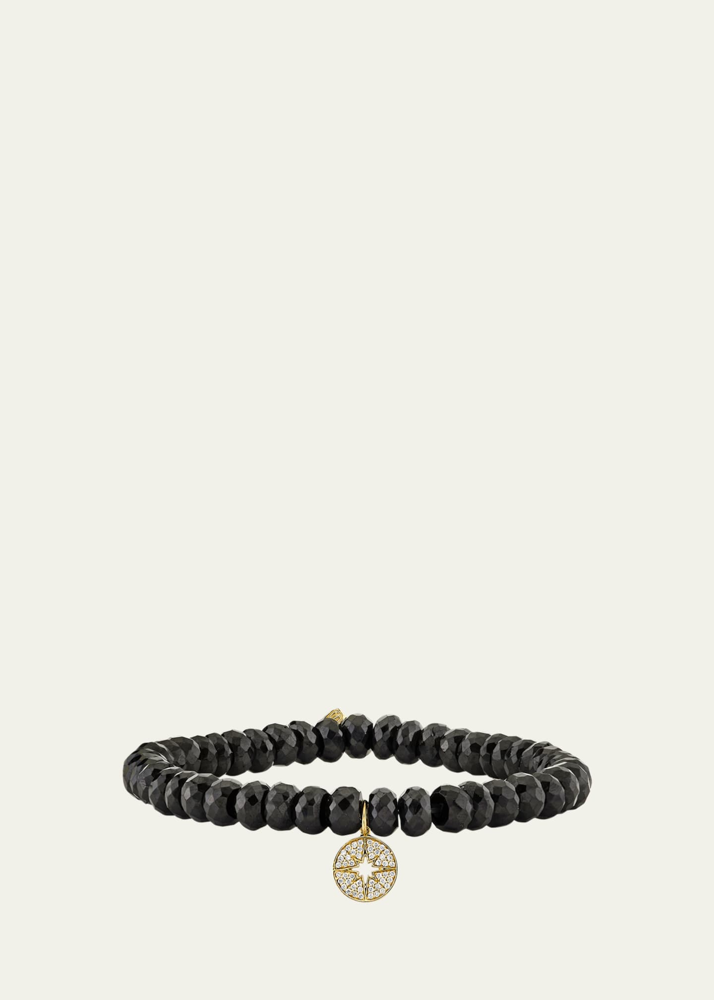 Sydney Evan Black Spinel Mini Pave Starburst Medallion Charm Bracelet Image 1 of 2