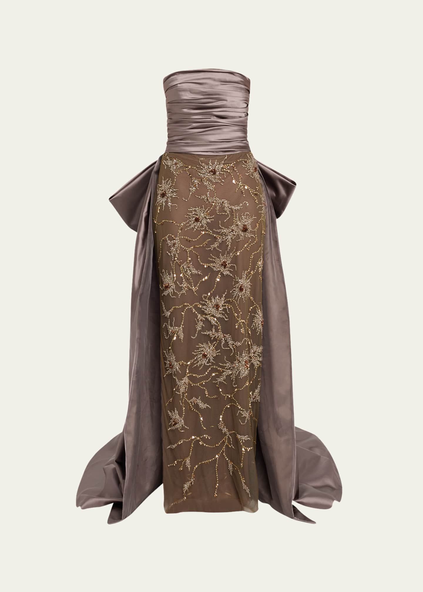 Atelier Prabal Gurung Babe Sequined Strapless Gathered Gown with Train Image 1 of 5