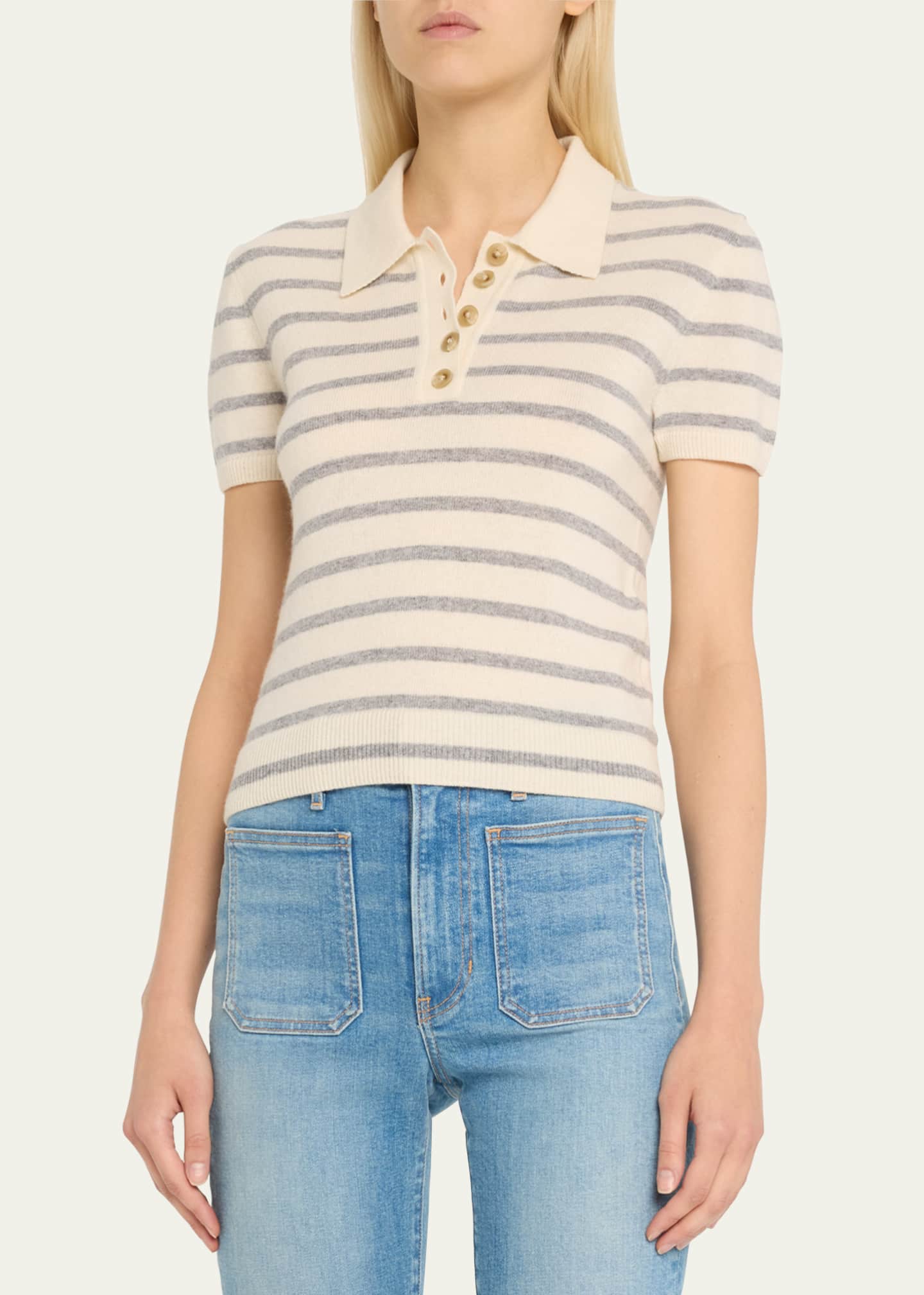 Veronica Beard Brandt Cashmere Polo Top Image 4 of 5