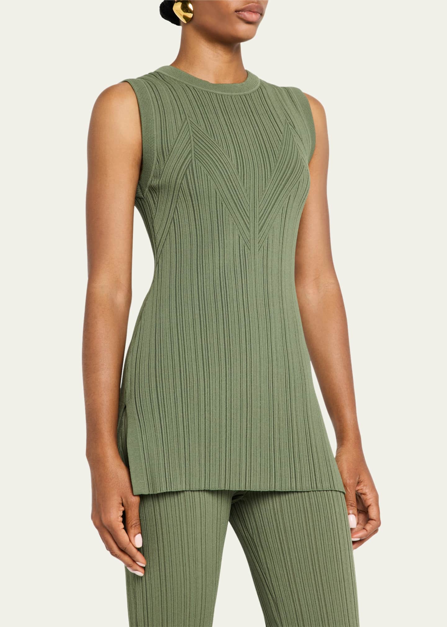 Veronica Beard Semma Sleeveless Ribbed Sweater Image 4 of 5