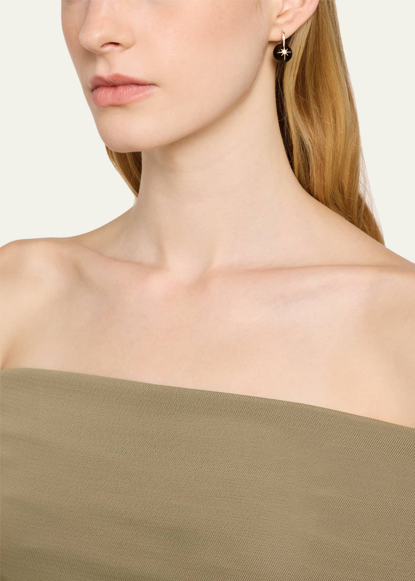 Sydney Evan 14K Yellow Gold Pave Diamond Starburst Onyx Bead Earrings