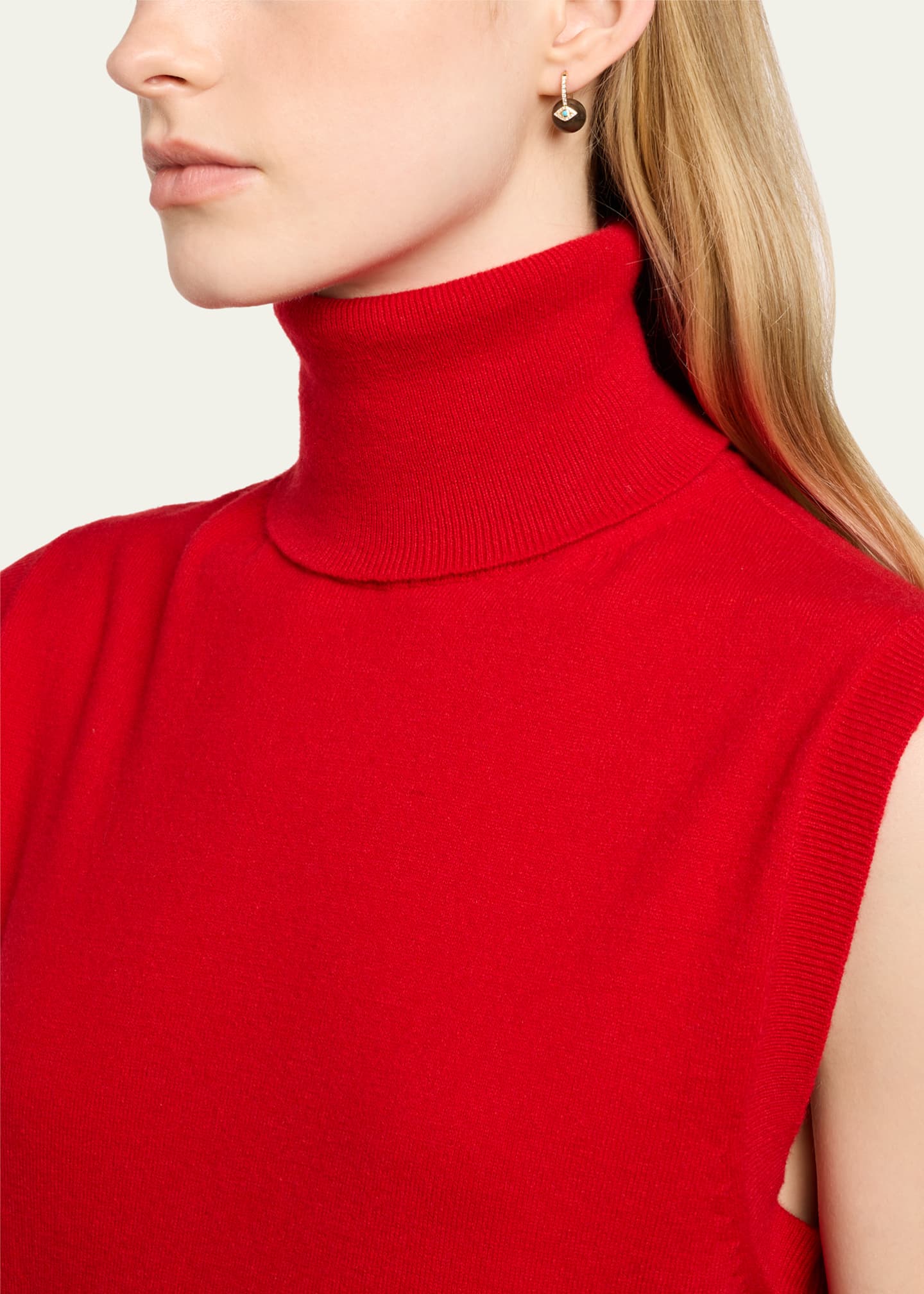 14K Yellow Gold Pave Diamond and Turquoise Evil Eye Bead Earrings