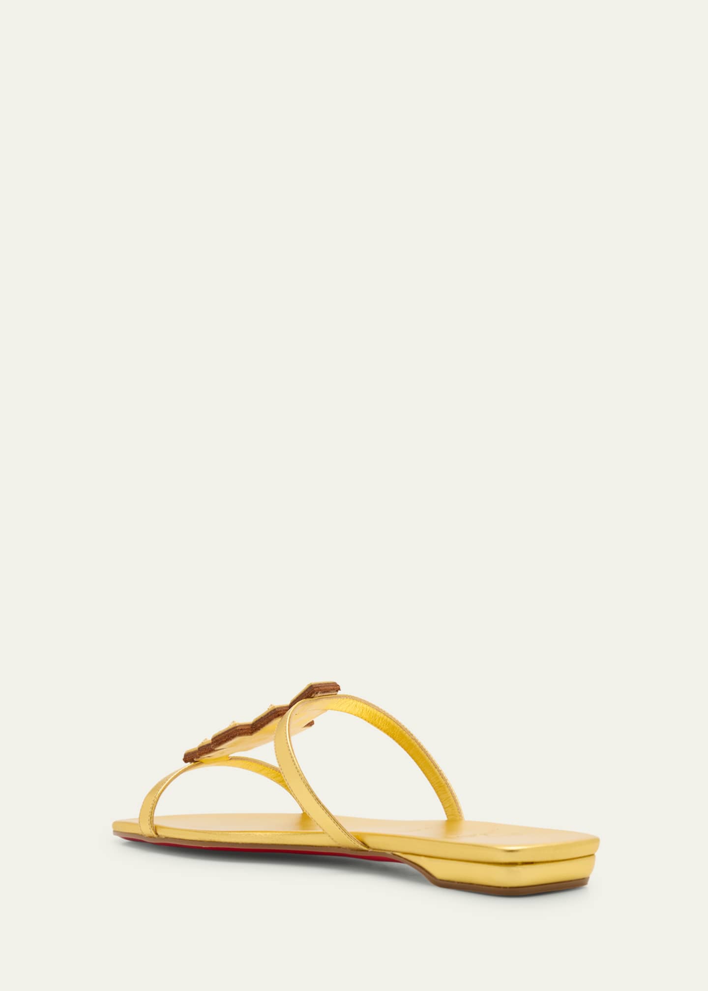 Christian Louboutin Diwalina Spike Metallic Nappa Leather Flat Sandals Image 4 of 6