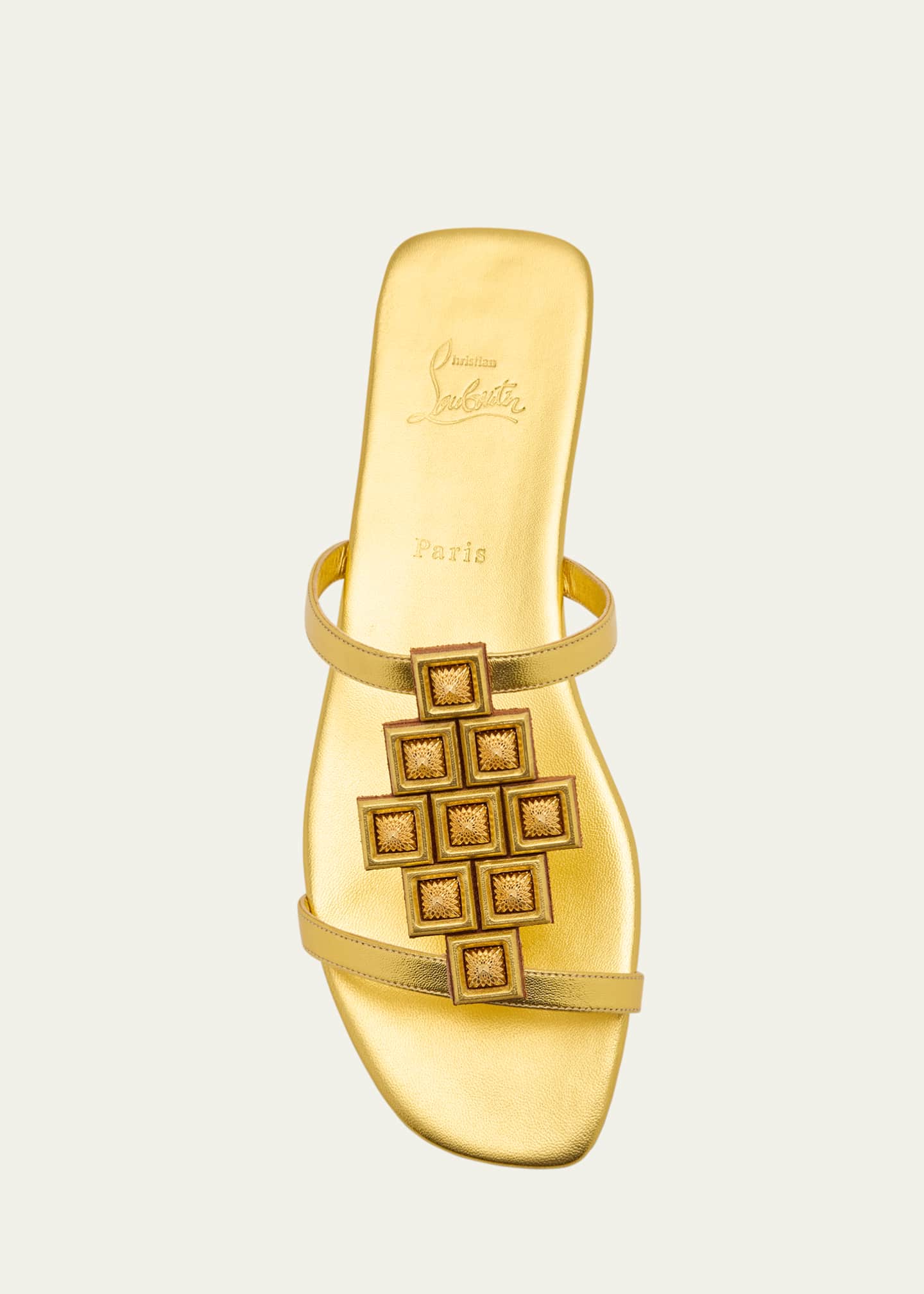 Christian louboutin gold sandals discount