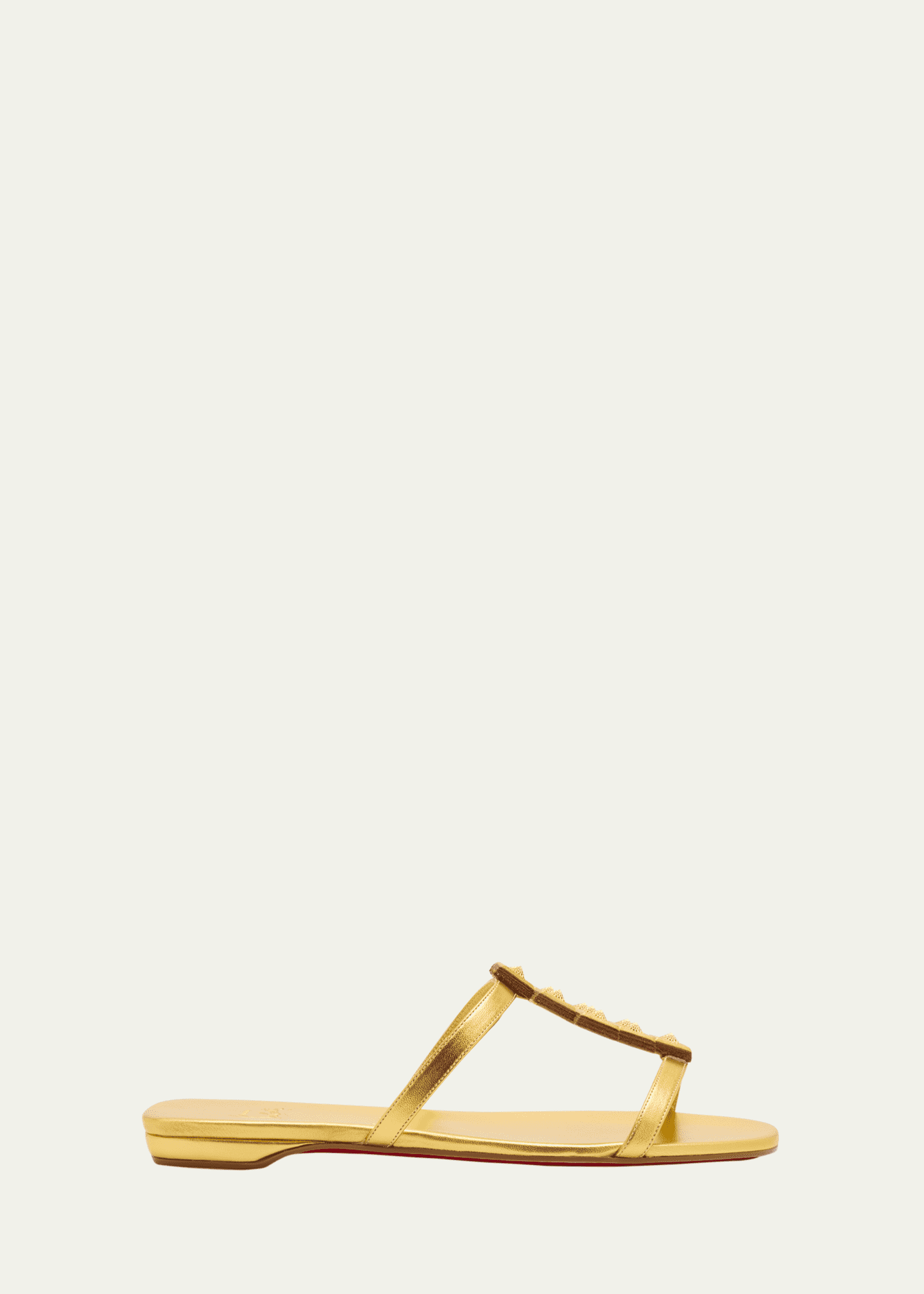Christian Louboutin Diwalina Spike Metallic Nappa Leather Flat Sandals Image 1 of 6