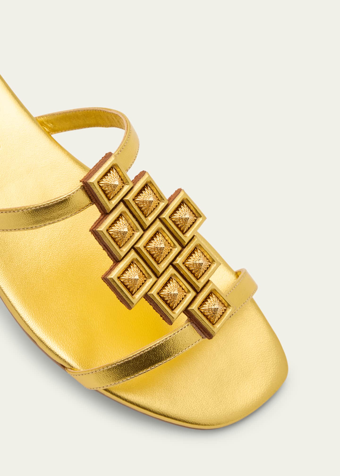 Christian Louboutin Diwalina Spike Metallic Nappa Leather Flat Sandals Image 5 of 6
