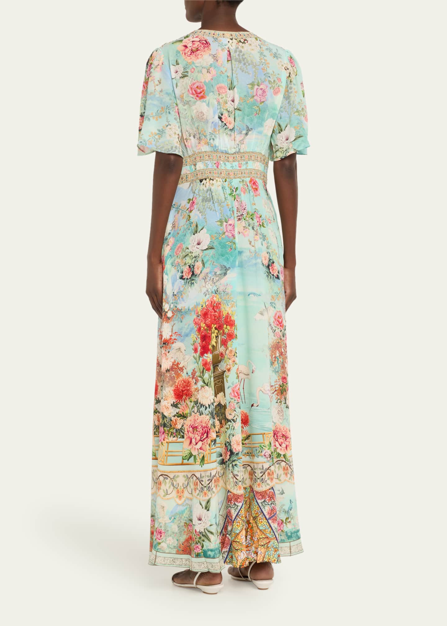 Camilla Jewellery Museum Shaped-Waistband Dress with Flutter Sleeves Image 3 of 5