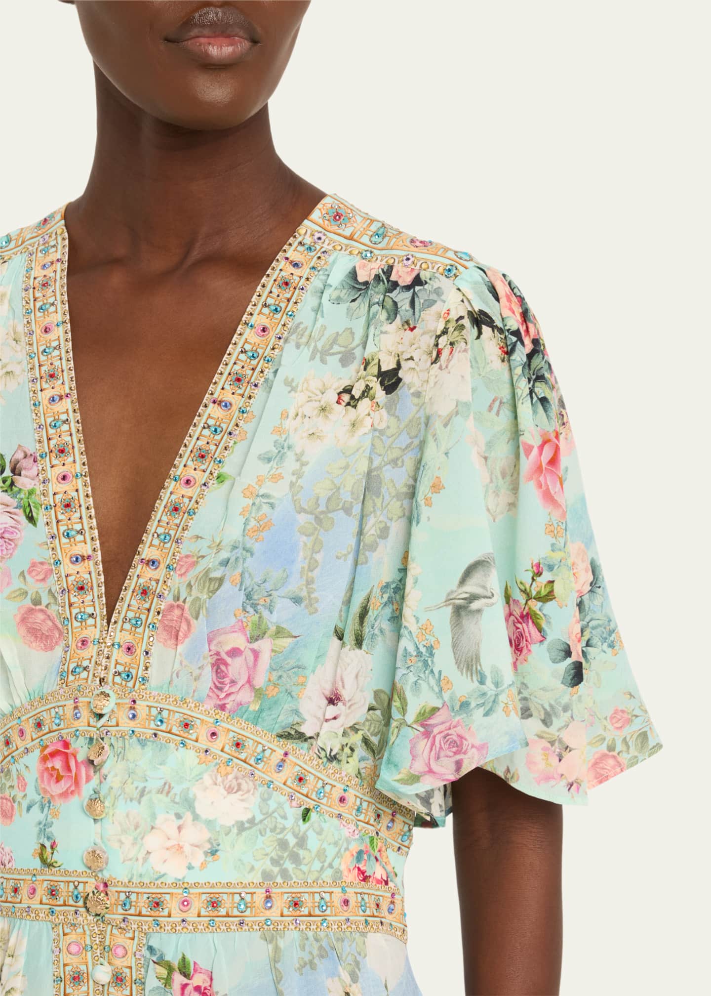 Camilla Jewellery Museum Shaped-Waistband Dress with Flutter Sleeves Image 5 of 5