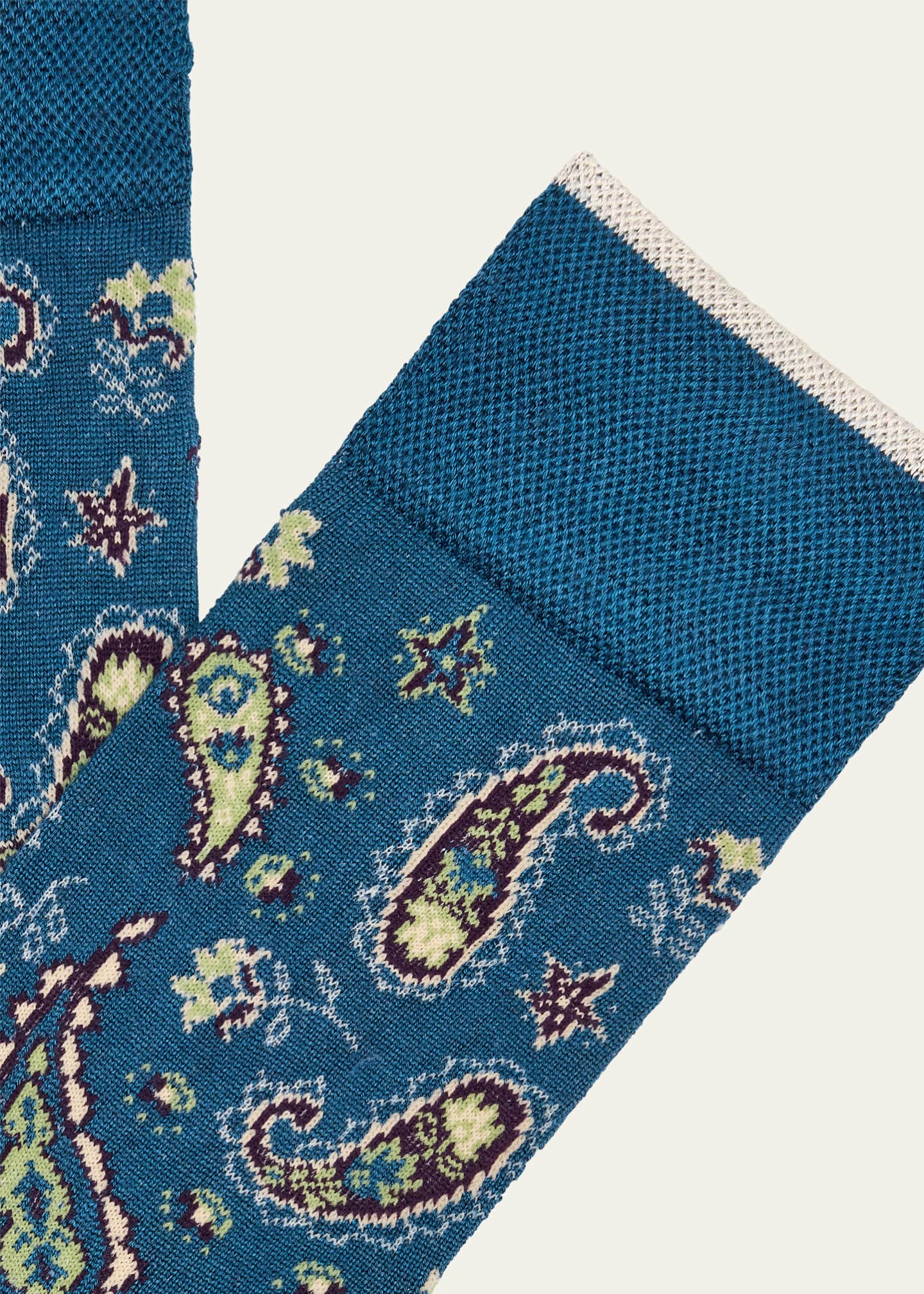 Marcoliani Men's Mousse of Modal Paisley Crew Socks Image 2 of 2