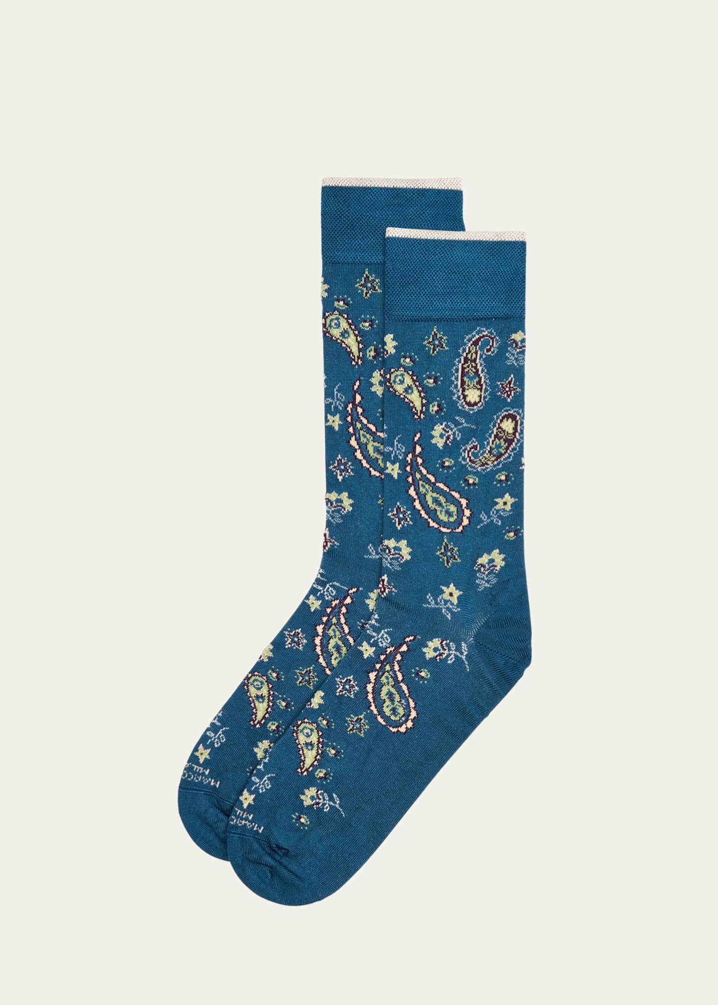 Marcoliani Men's Mousse of Modal Paisley Crew Socks Image 1 of 2