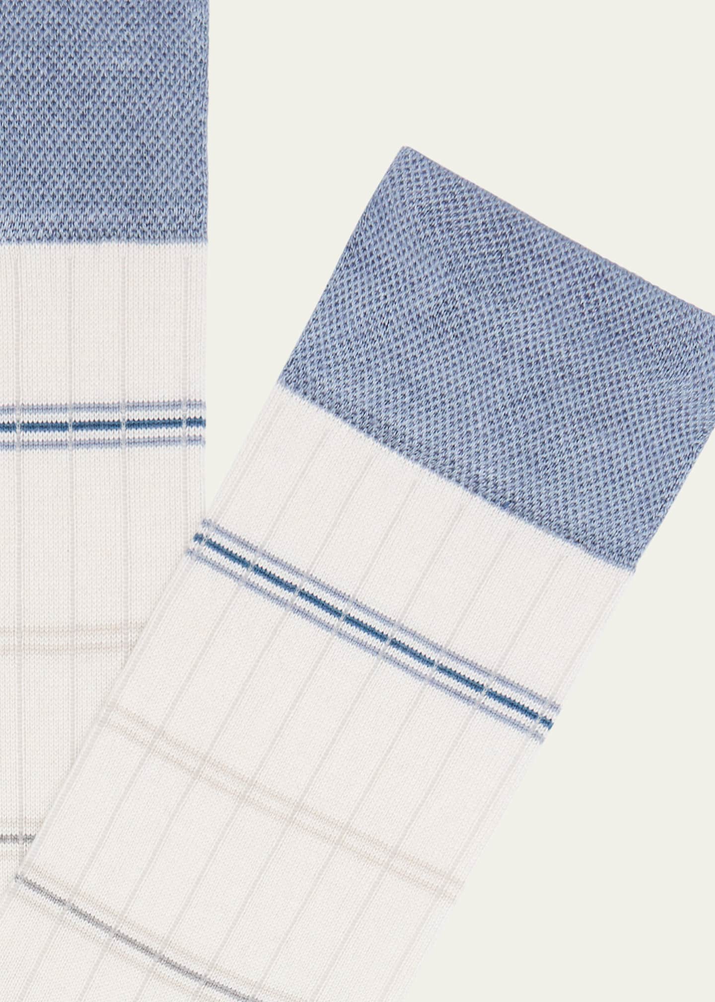 Marcoliani Men's Mousse of Modal Rib Stripe Crew Socks Image 2 of 2