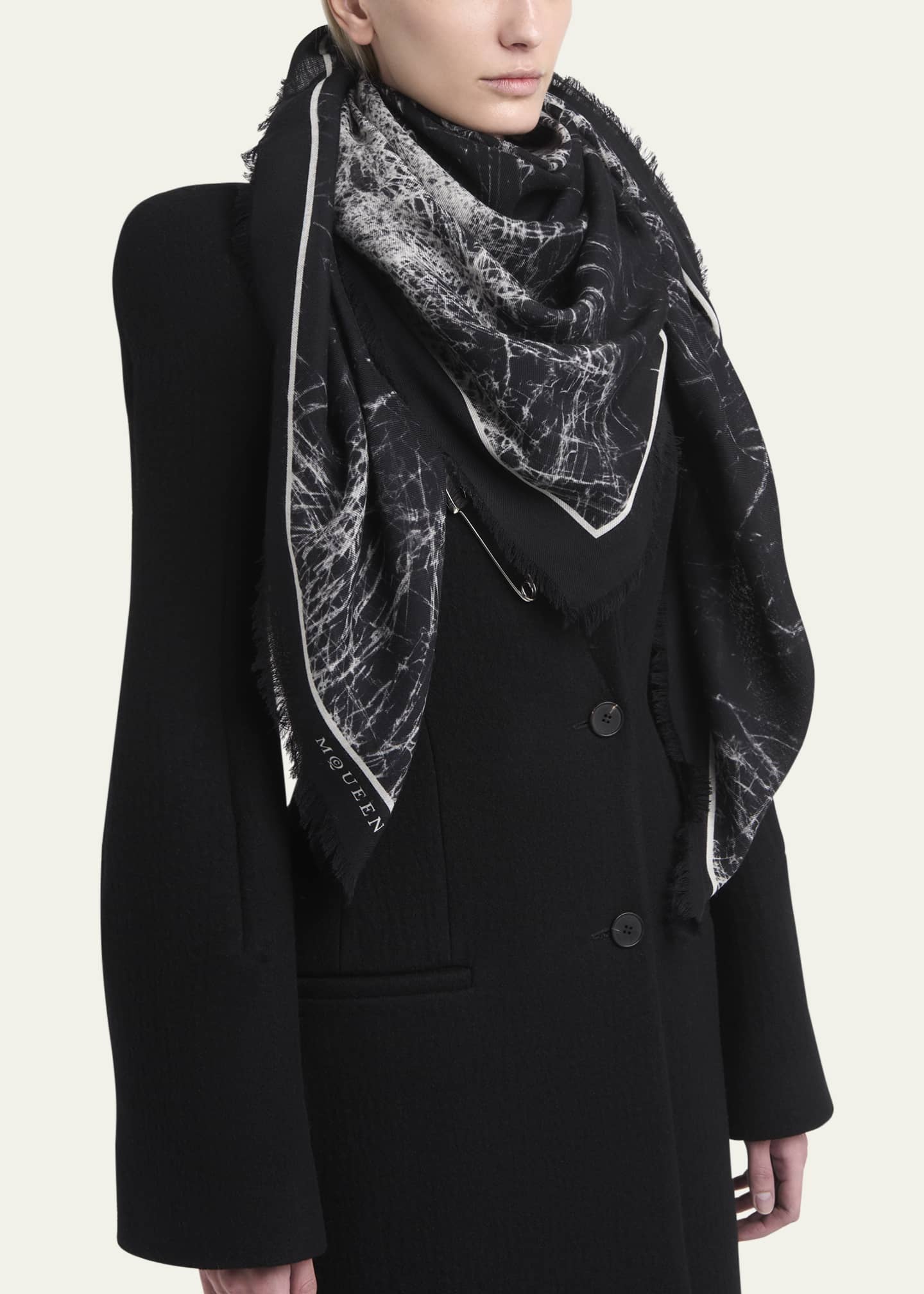 McQueen Smashed Glass-Print Silk Shawl Image 3 of 3