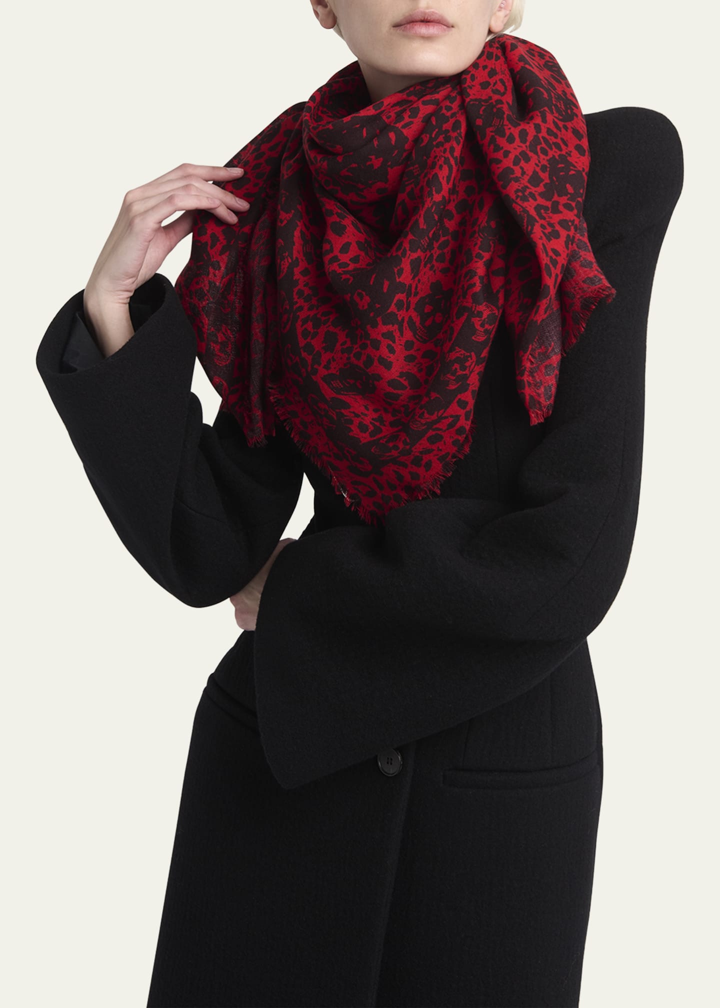 McQueen Leopard Skull Wool Scarf Image 2 of 4
