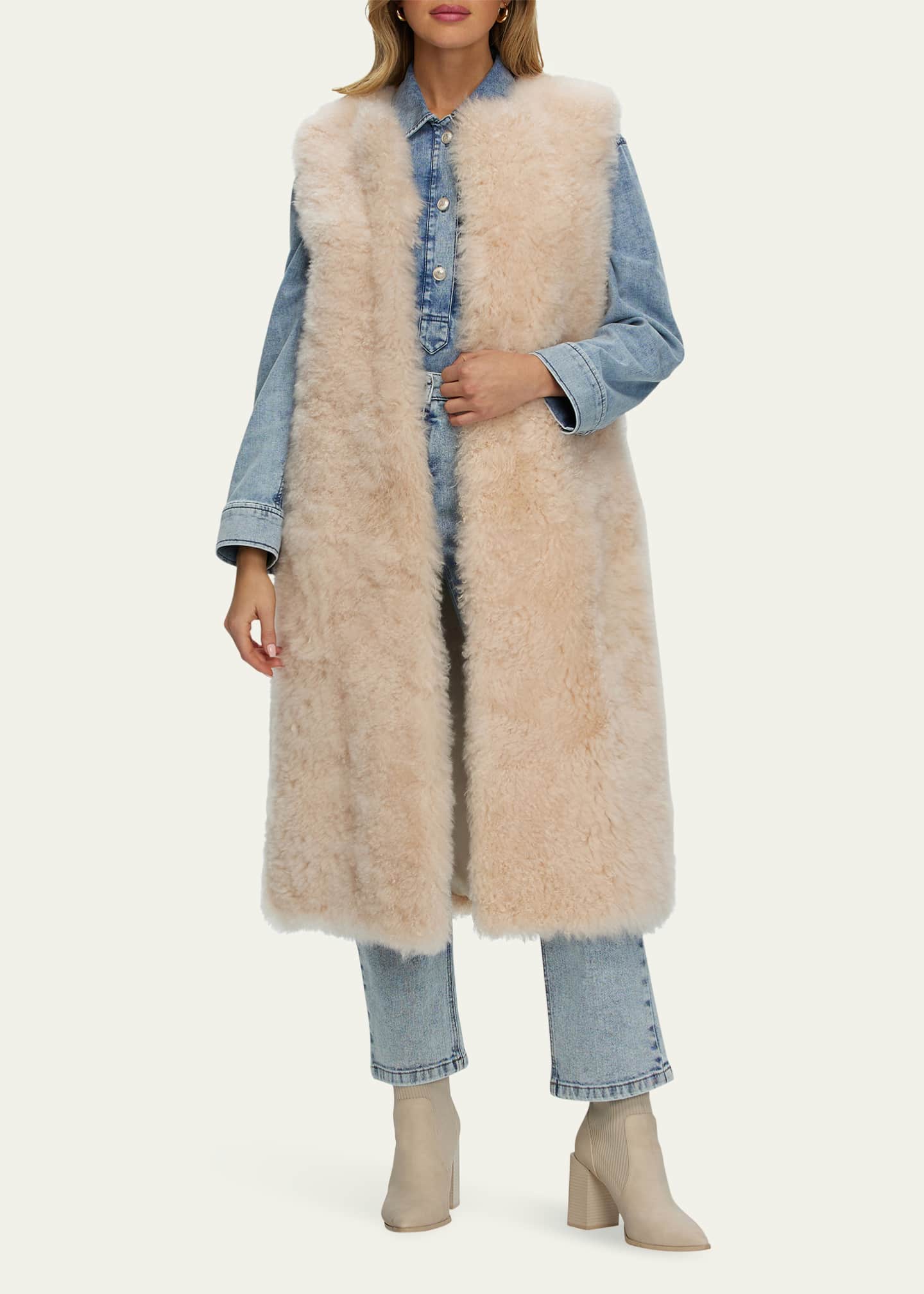 Gorski Select Cashmere Goat Fur Collarless Long Vest - Bergdorf
