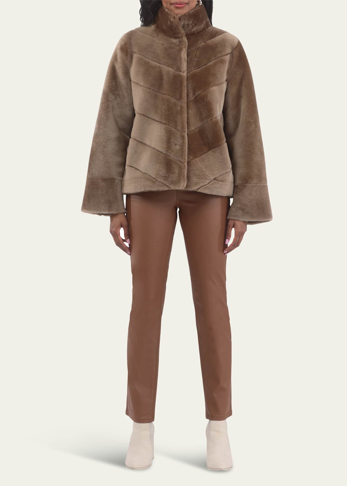 Gorski Reversible Merino Shearling Lamb Chevron Jacket Image 2 of 4