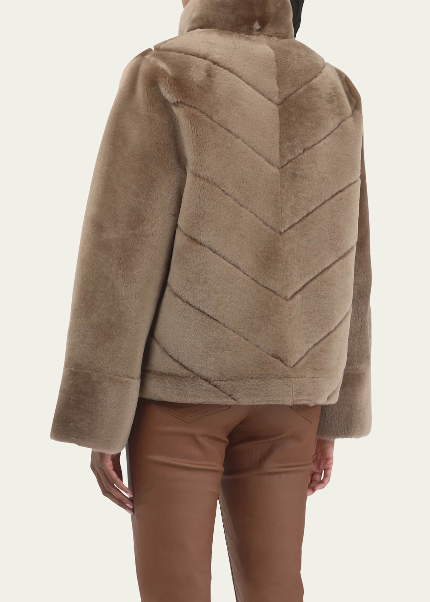 Gorski Reversible Merino Shearling Lamb Chevron Jacket Image 3 of 4